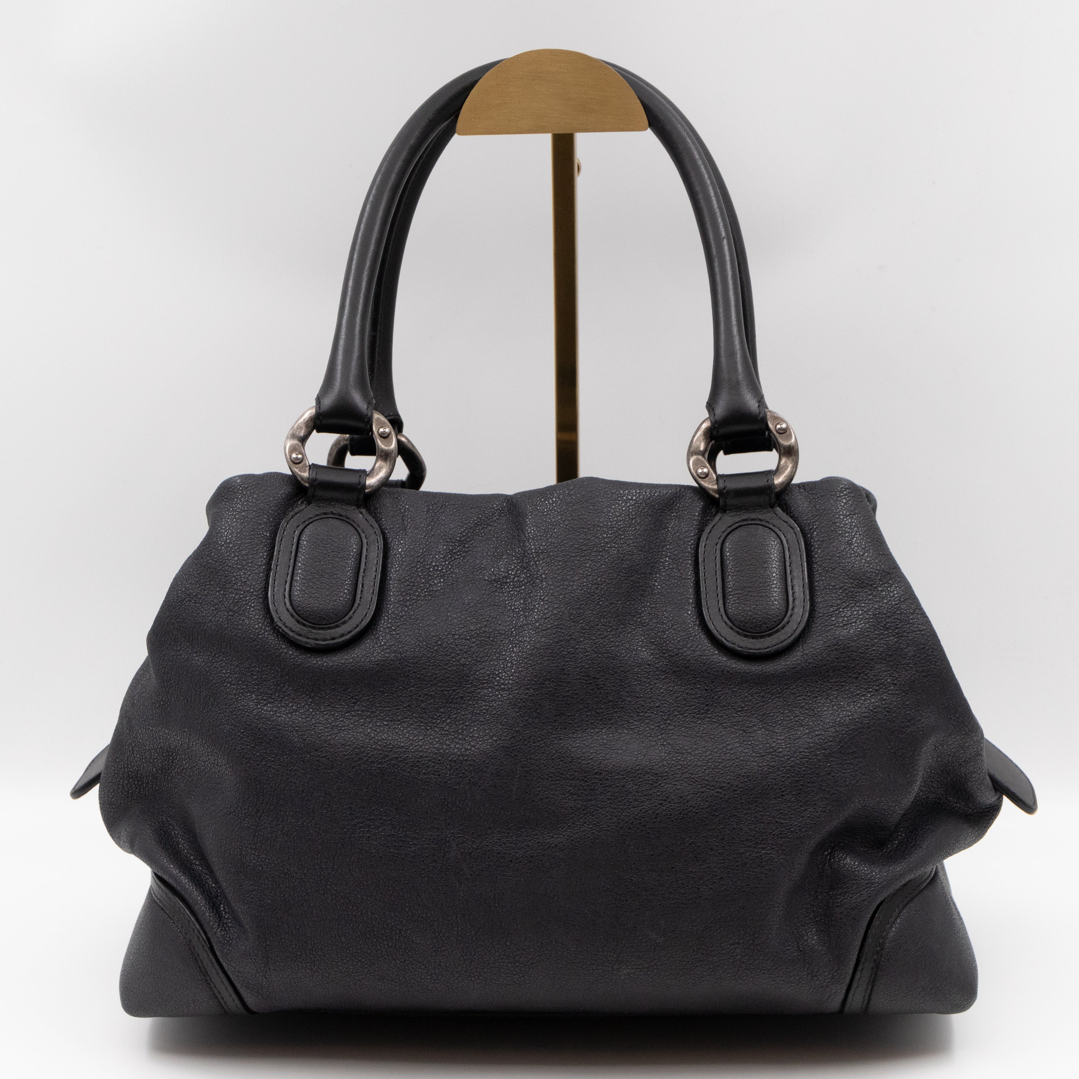 Bowling Bag Black Washed Leather