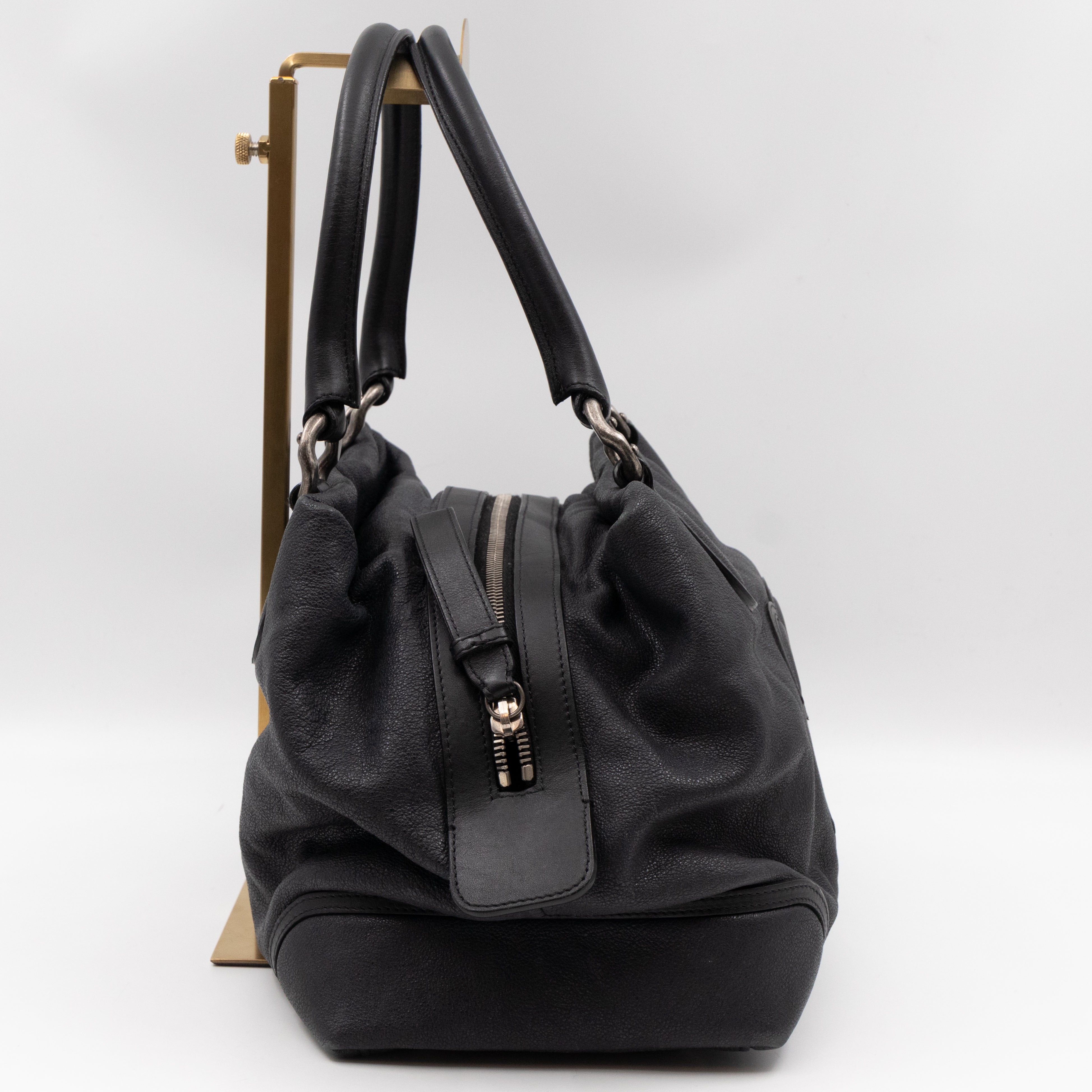Bowling Bag Black Washed Leather