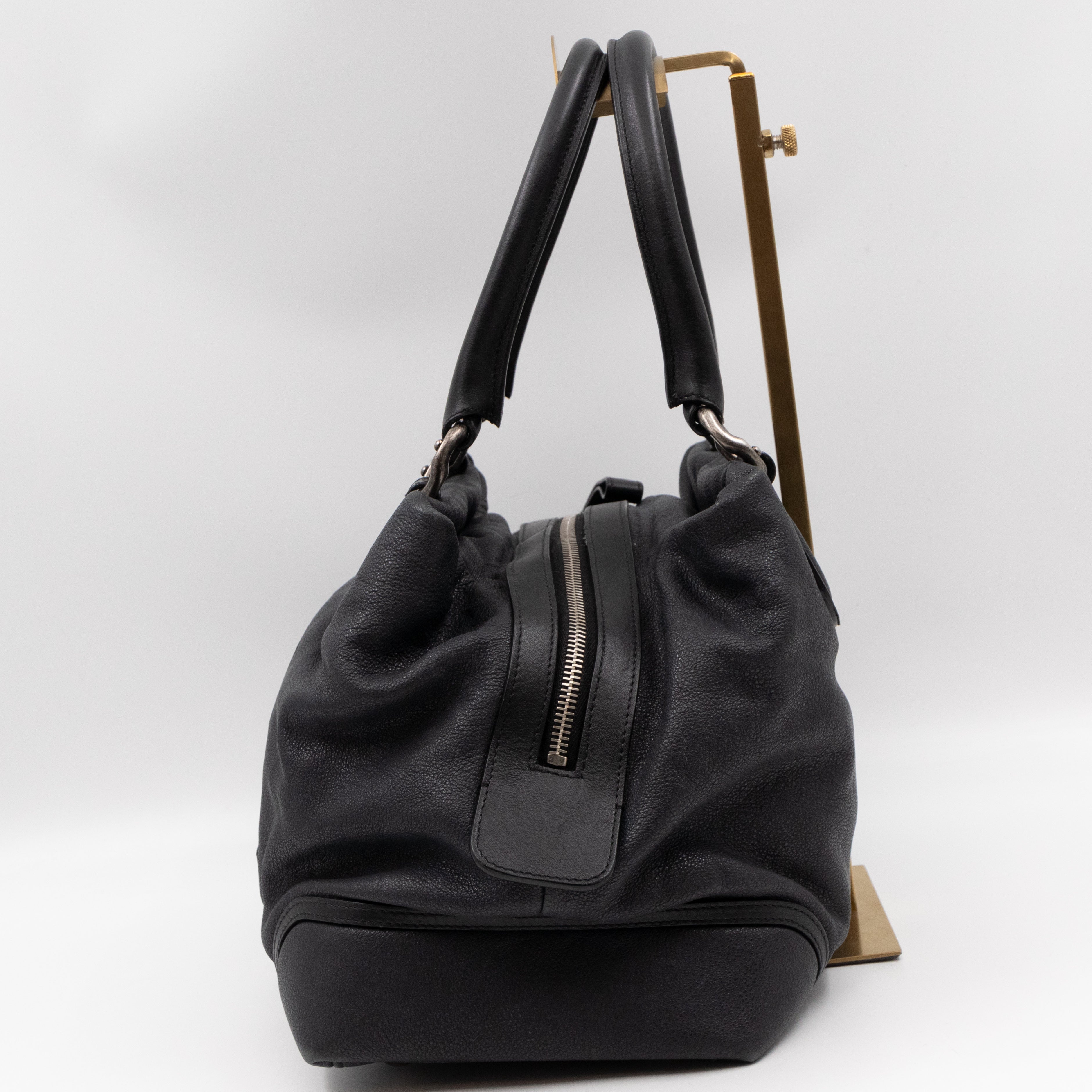 Bowling Bag Black Washed Leather