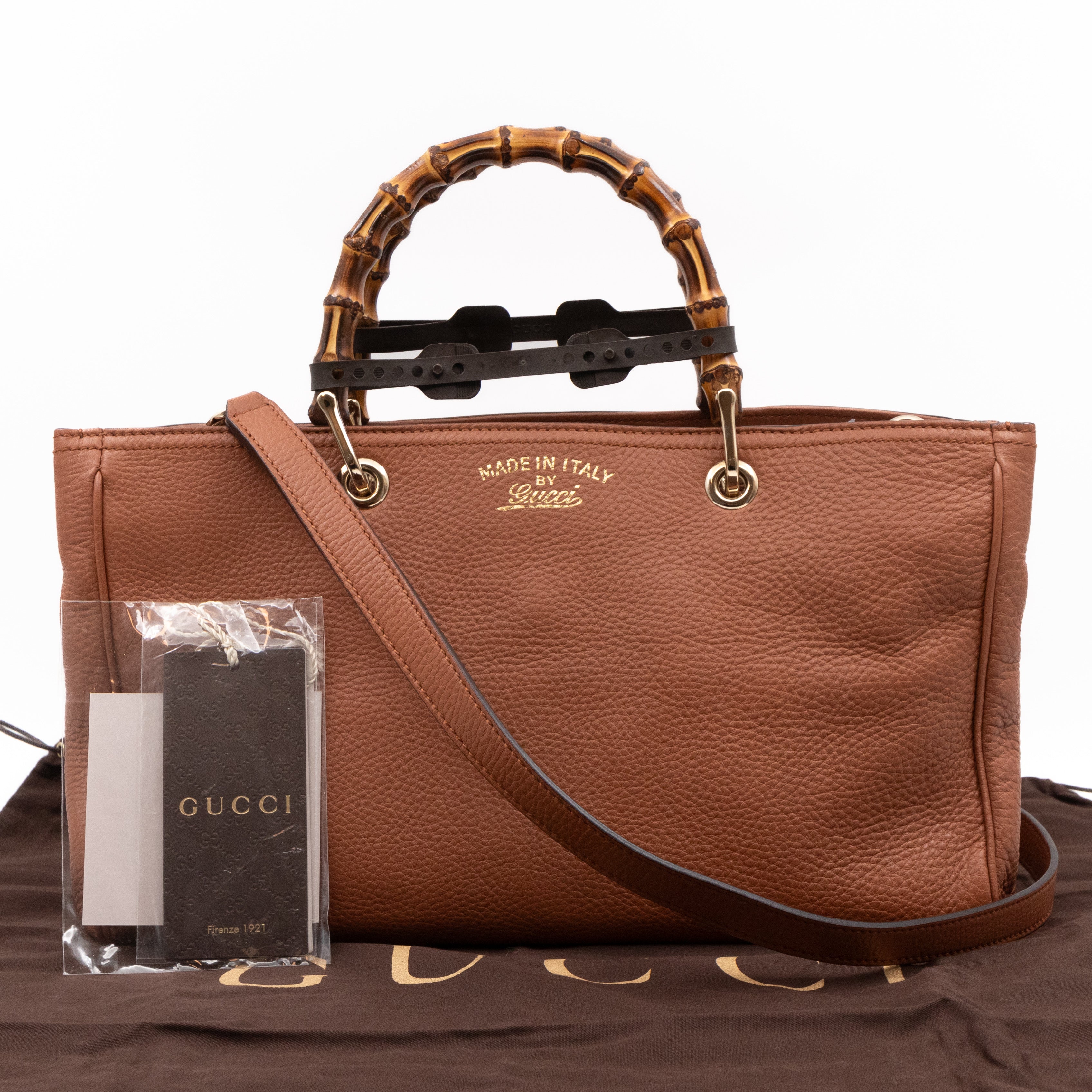 Bamboo Shopper Tote Brown Leather