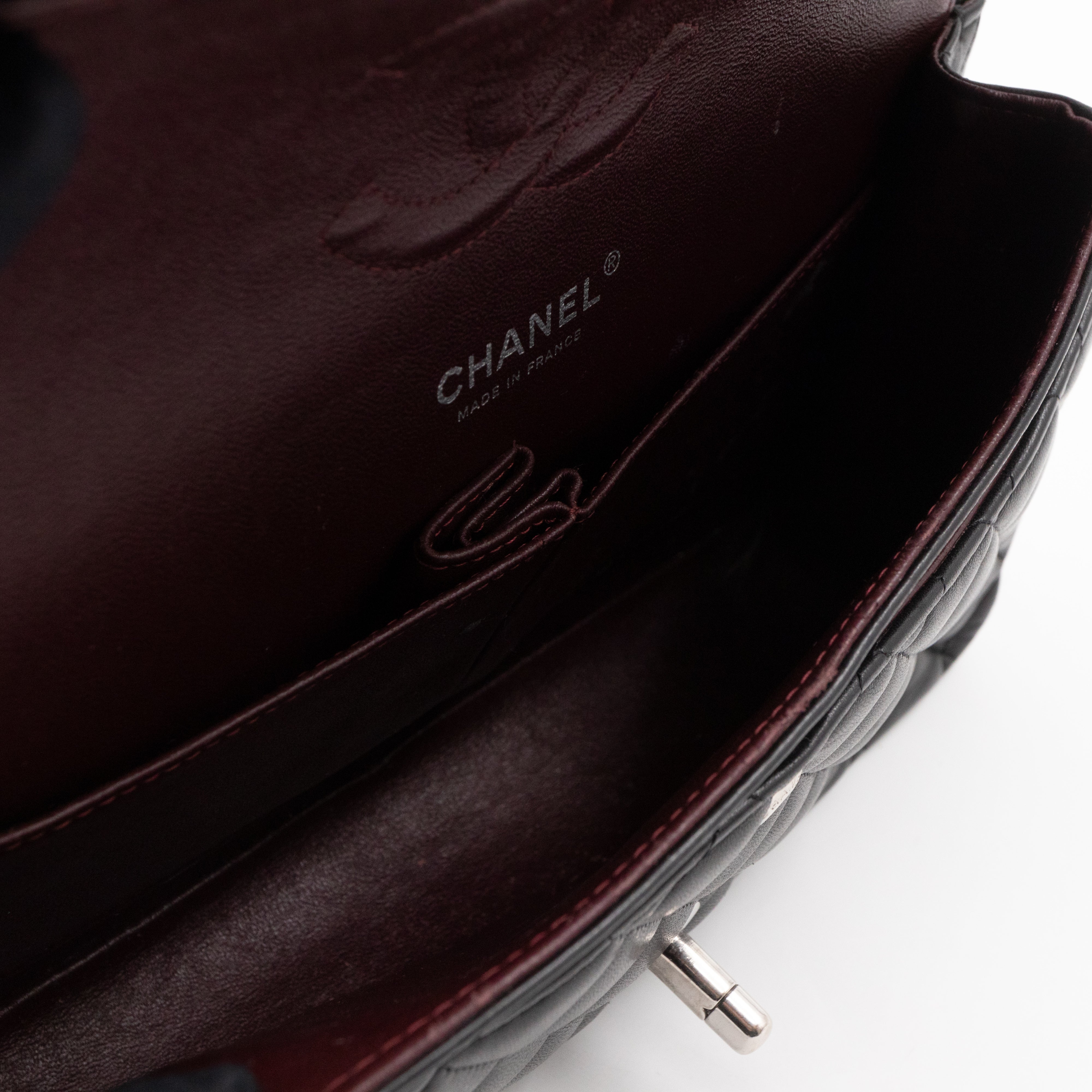 Classic Double Flap Medium Black Lambskin Leather Silver