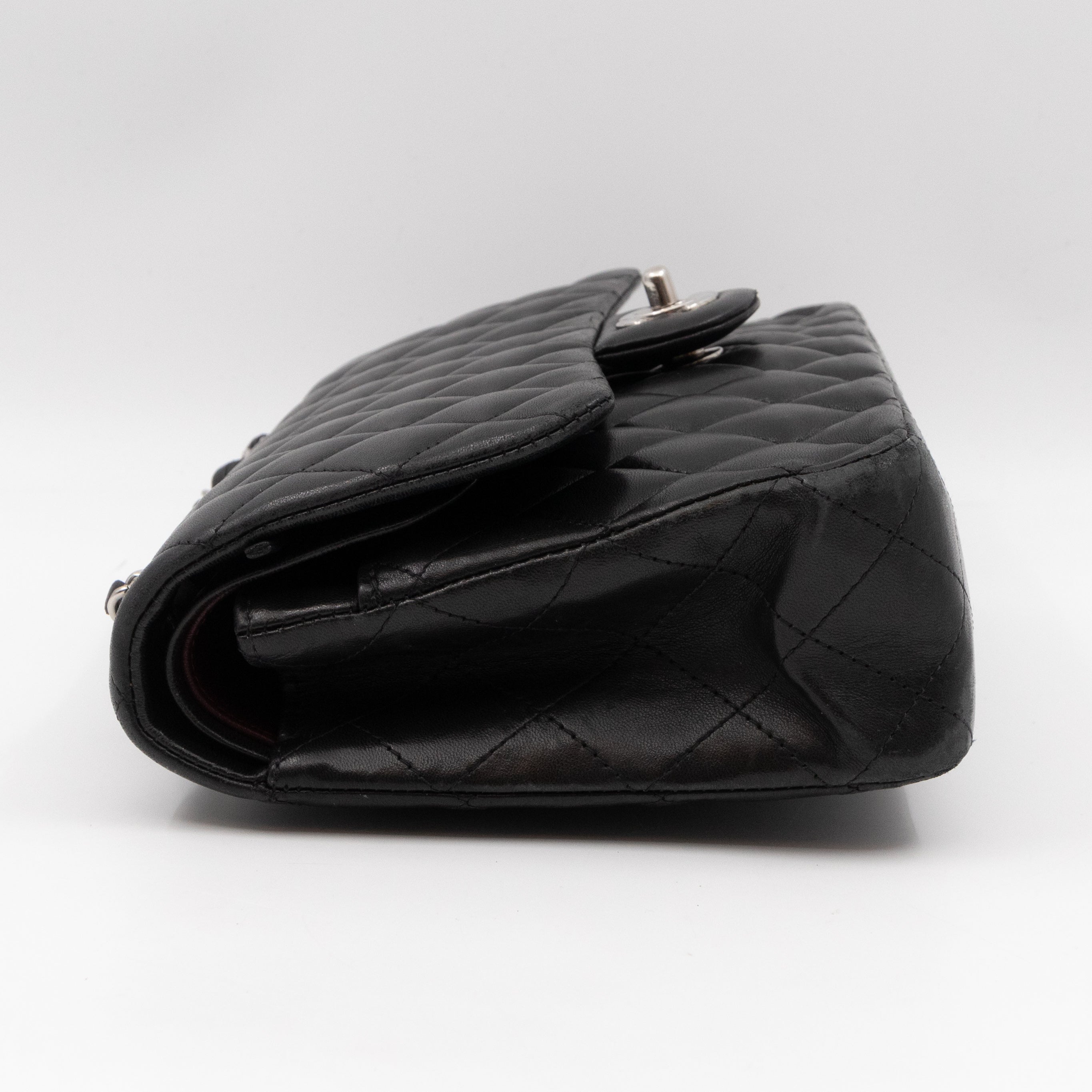 Classic Double Flap Medium Black Lambskin Leather Silver