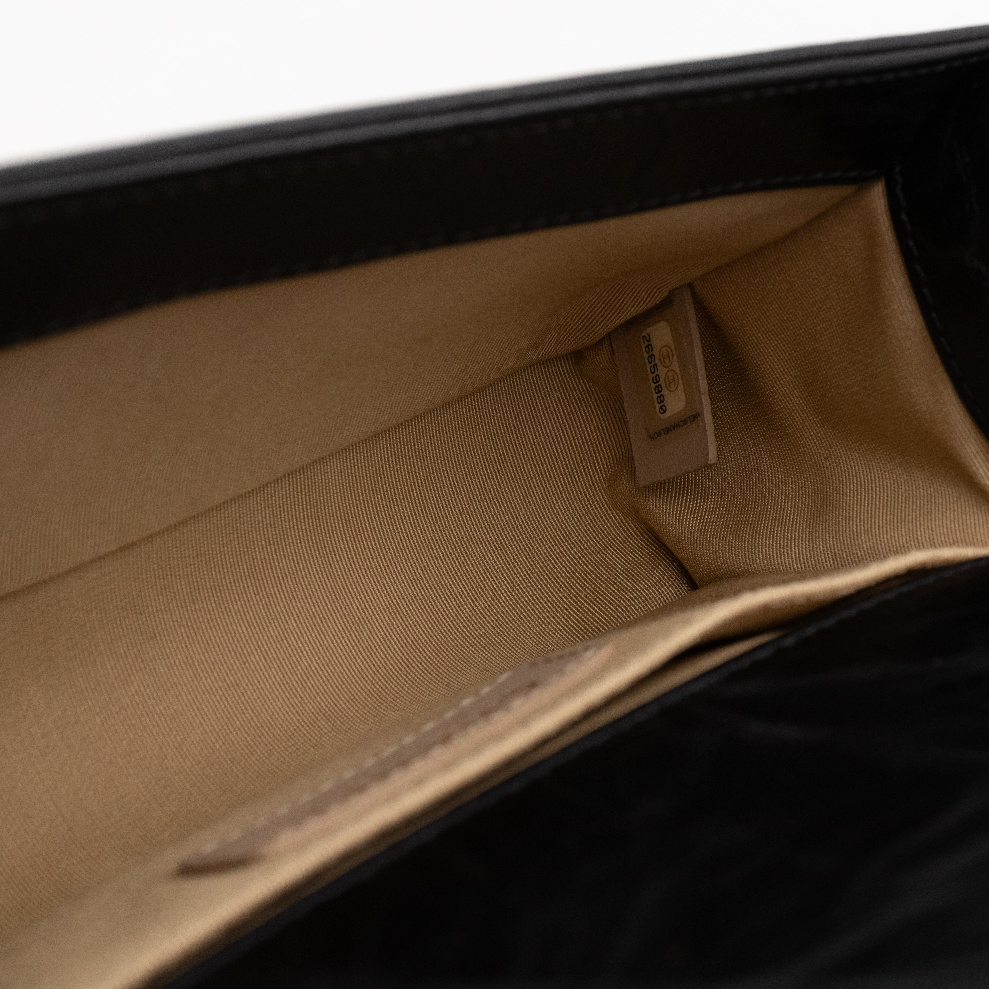 Boy Bag Small Chevron Chains Black Crumpled Calfskin