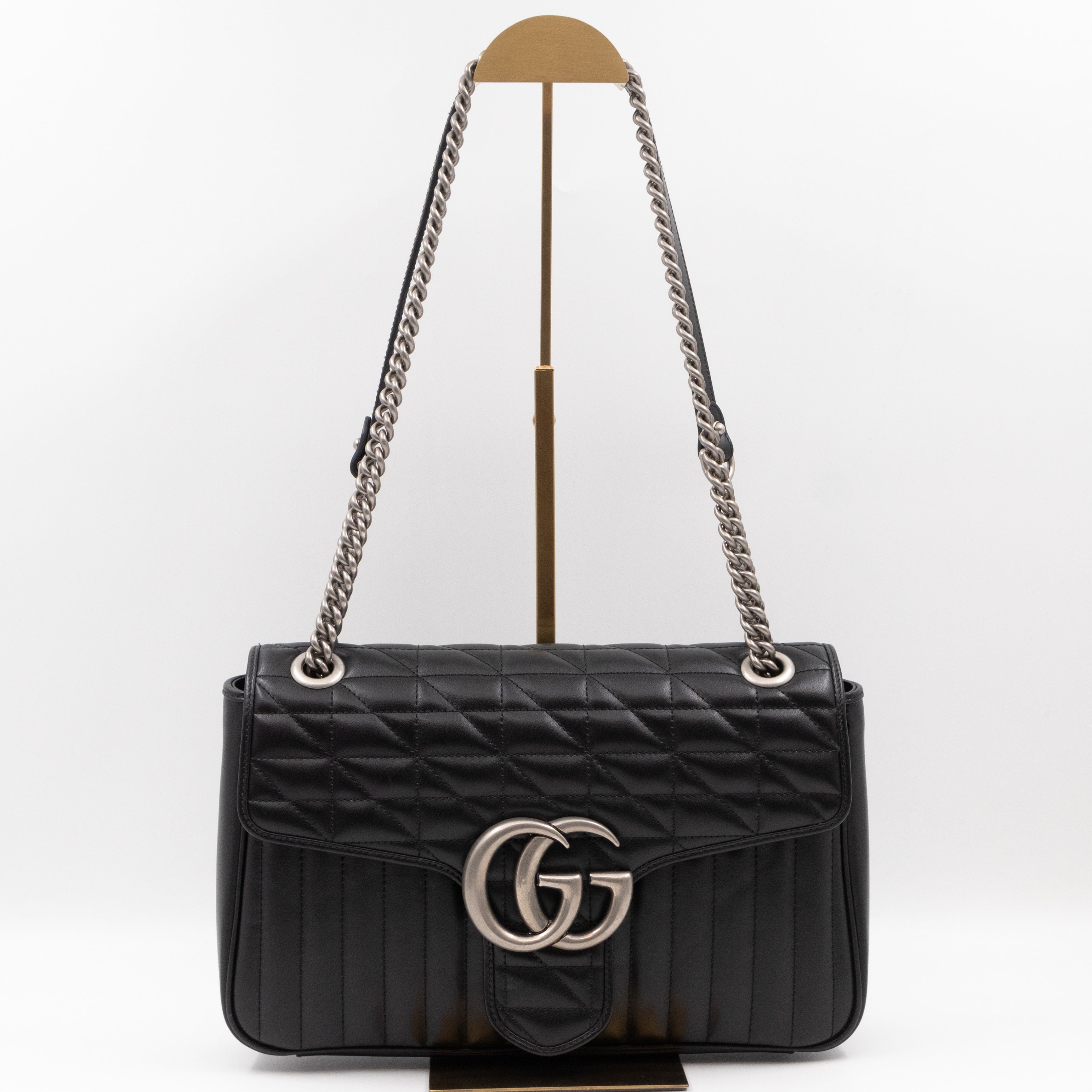 GG Marmont Flap Bag Medium Black Leather