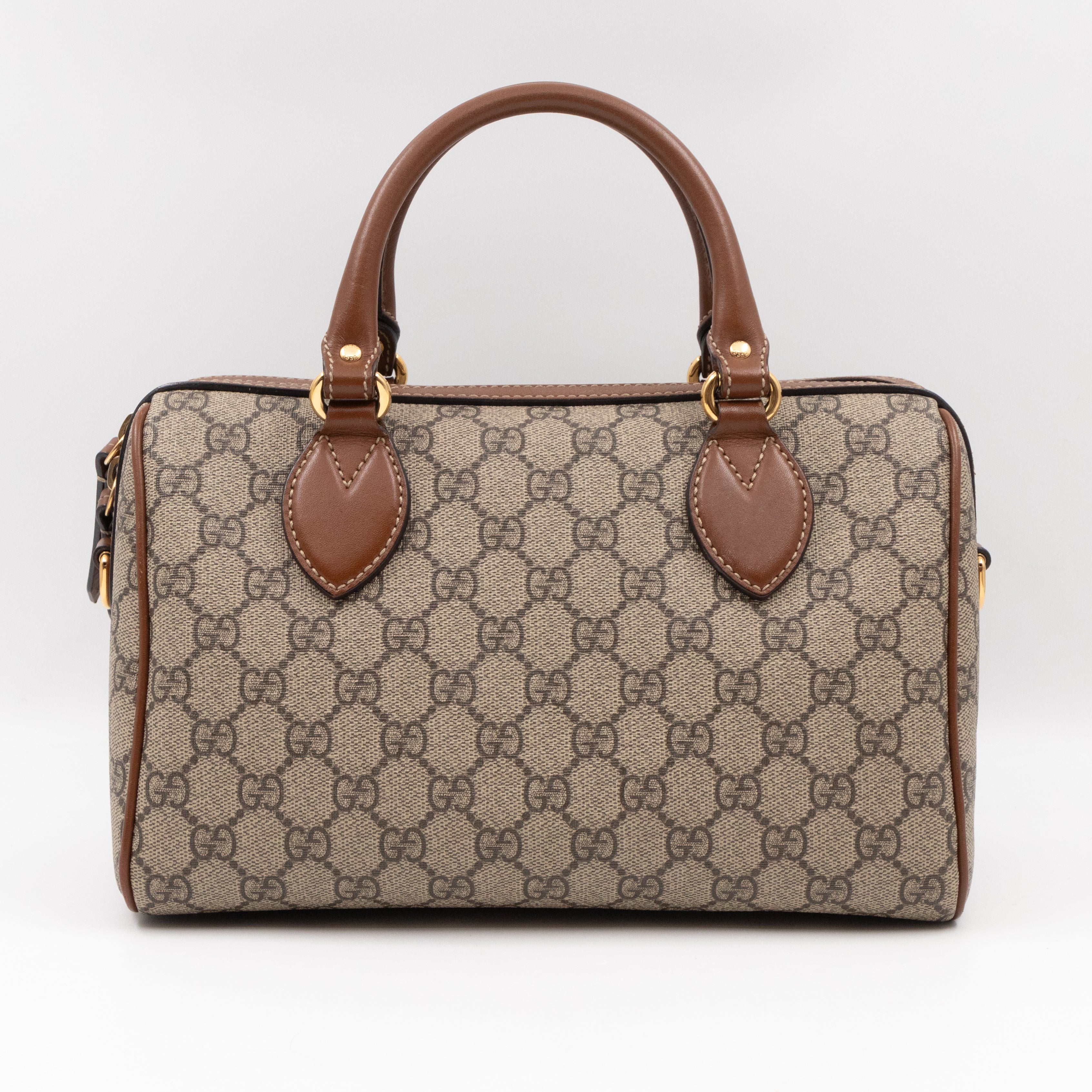 Top Handle Boston Bag GG Supreme Bee Embroidered