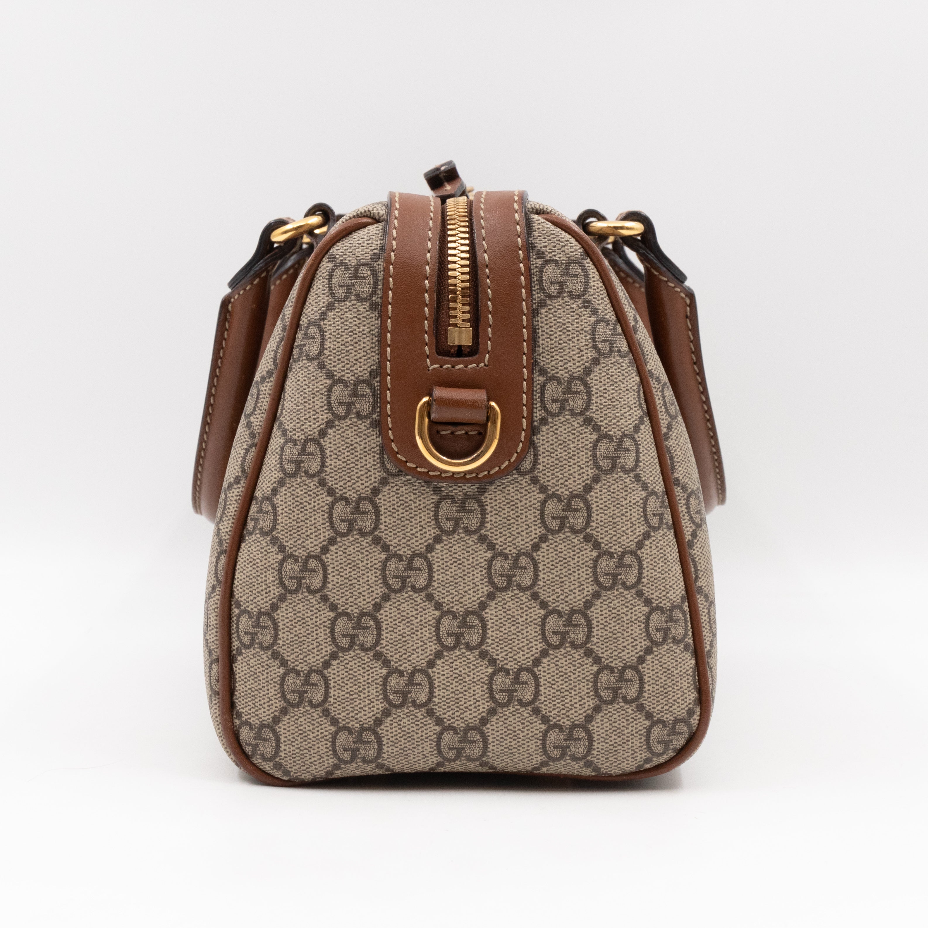 Top Handle Boston Bag GG Supreme Bee Embroidered