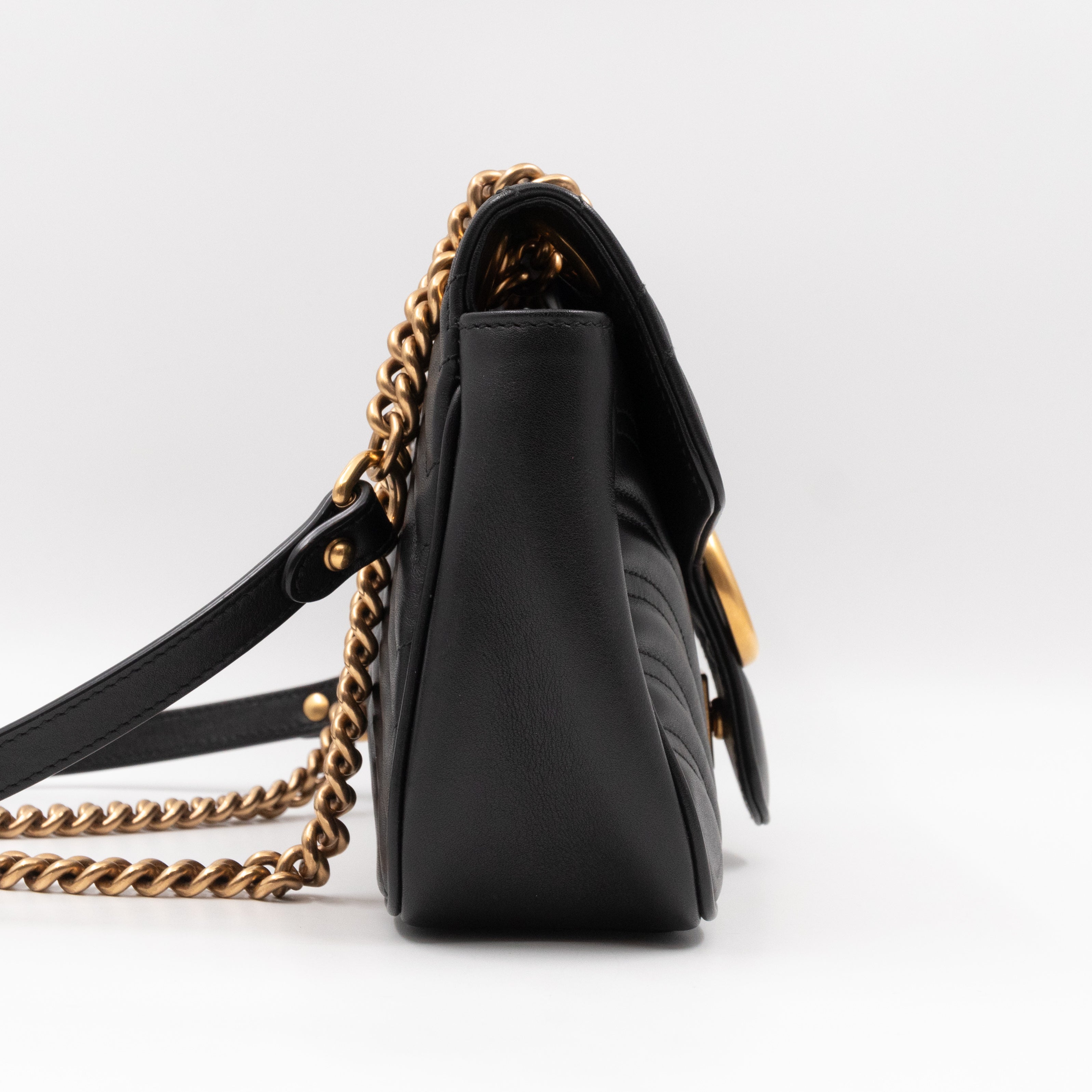 GG Marmont Small Flap Bag Black Matelasse Leather