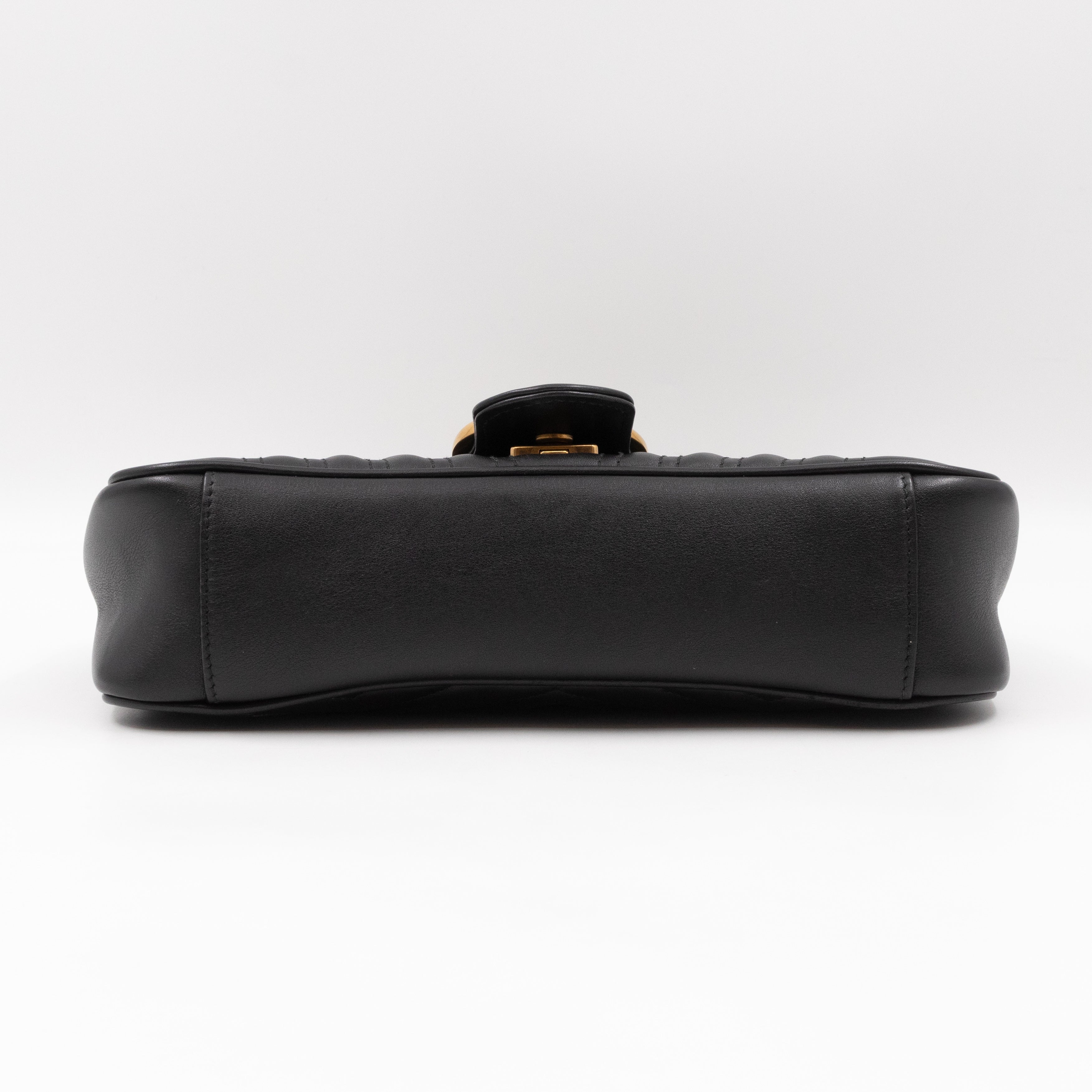 GG Marmont Small Flap Bag Black Matelasse Leather