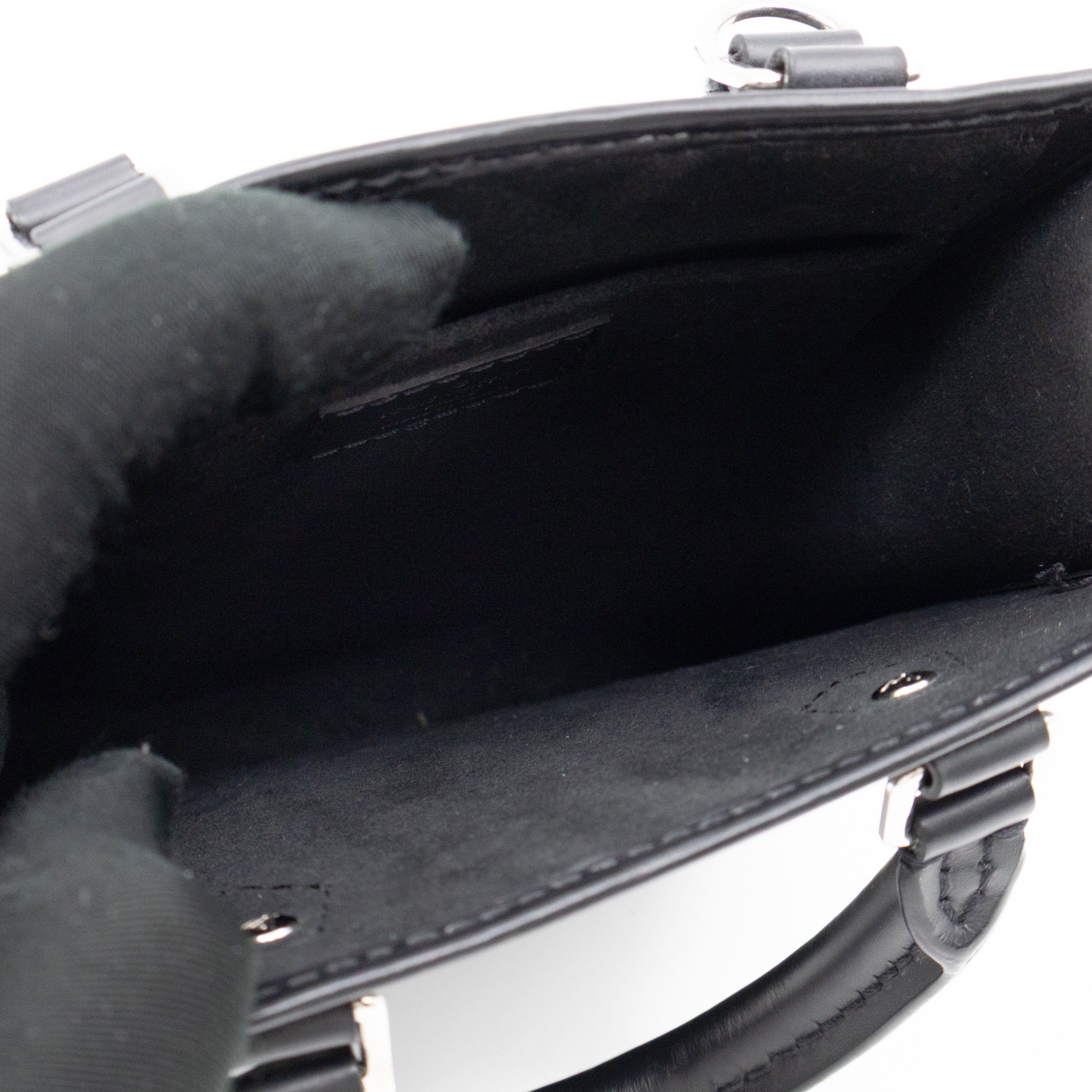 Petit Sac Plat Black Epi Leather With Jacquard Strap