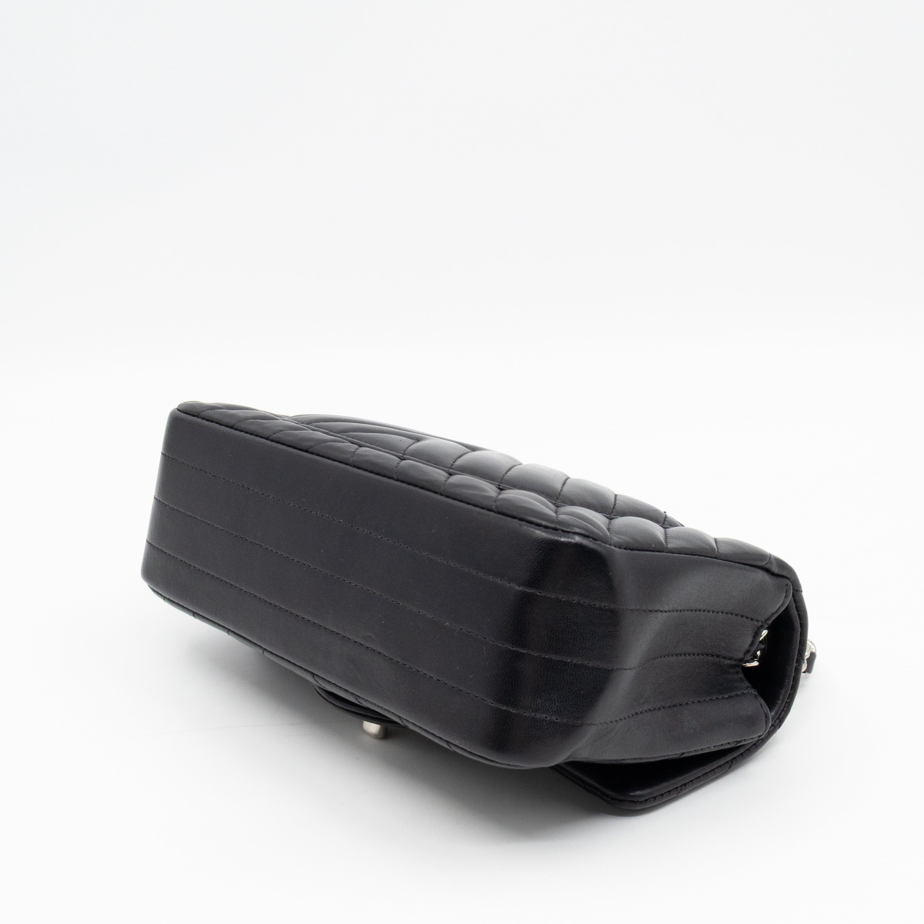 Classic Flap Mini Rectangular Black Chevron Lambskin Leather