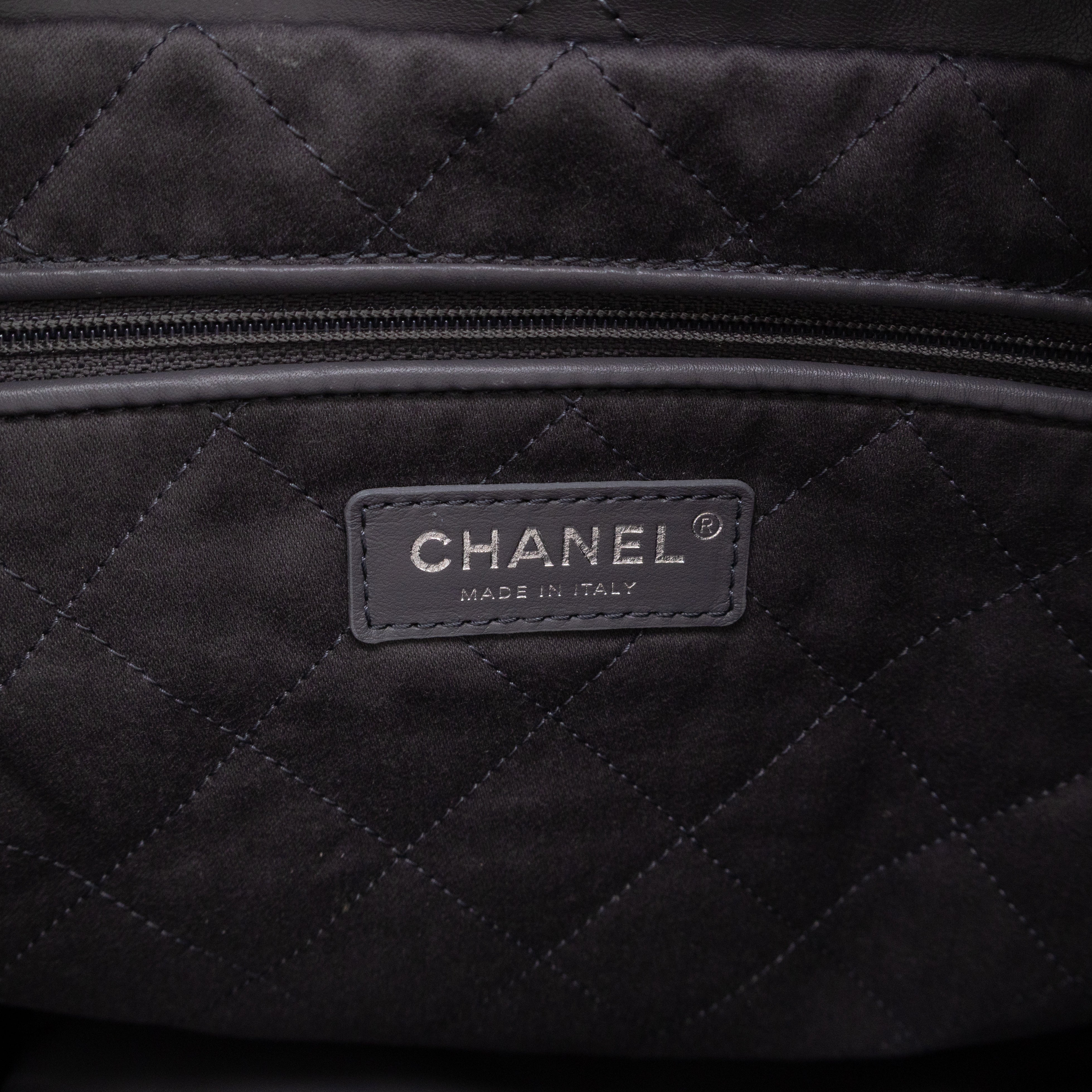 22 Small Dark Grey Calfskin Leather Silver