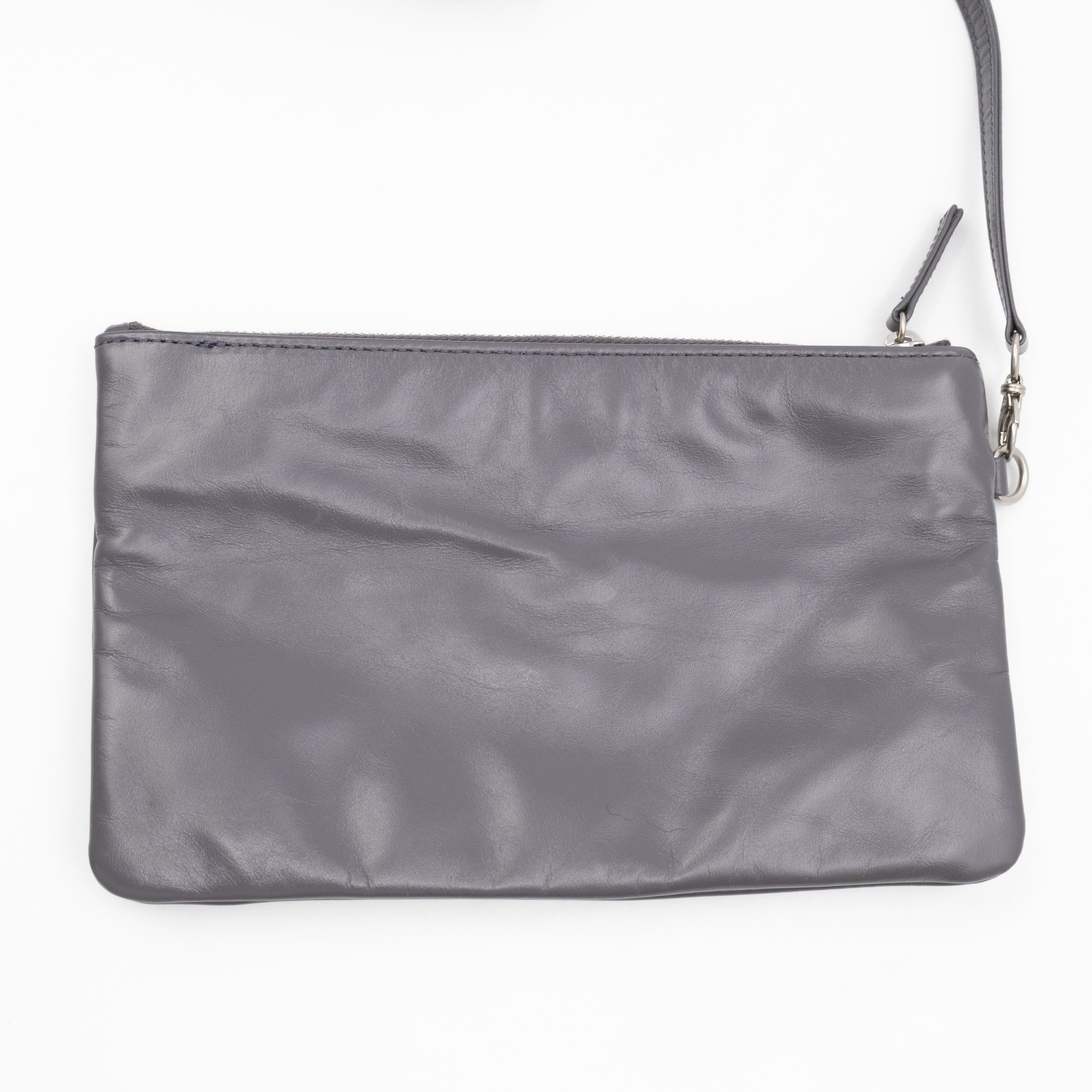 22 Small Dark Grey Calfskin Leather Silver