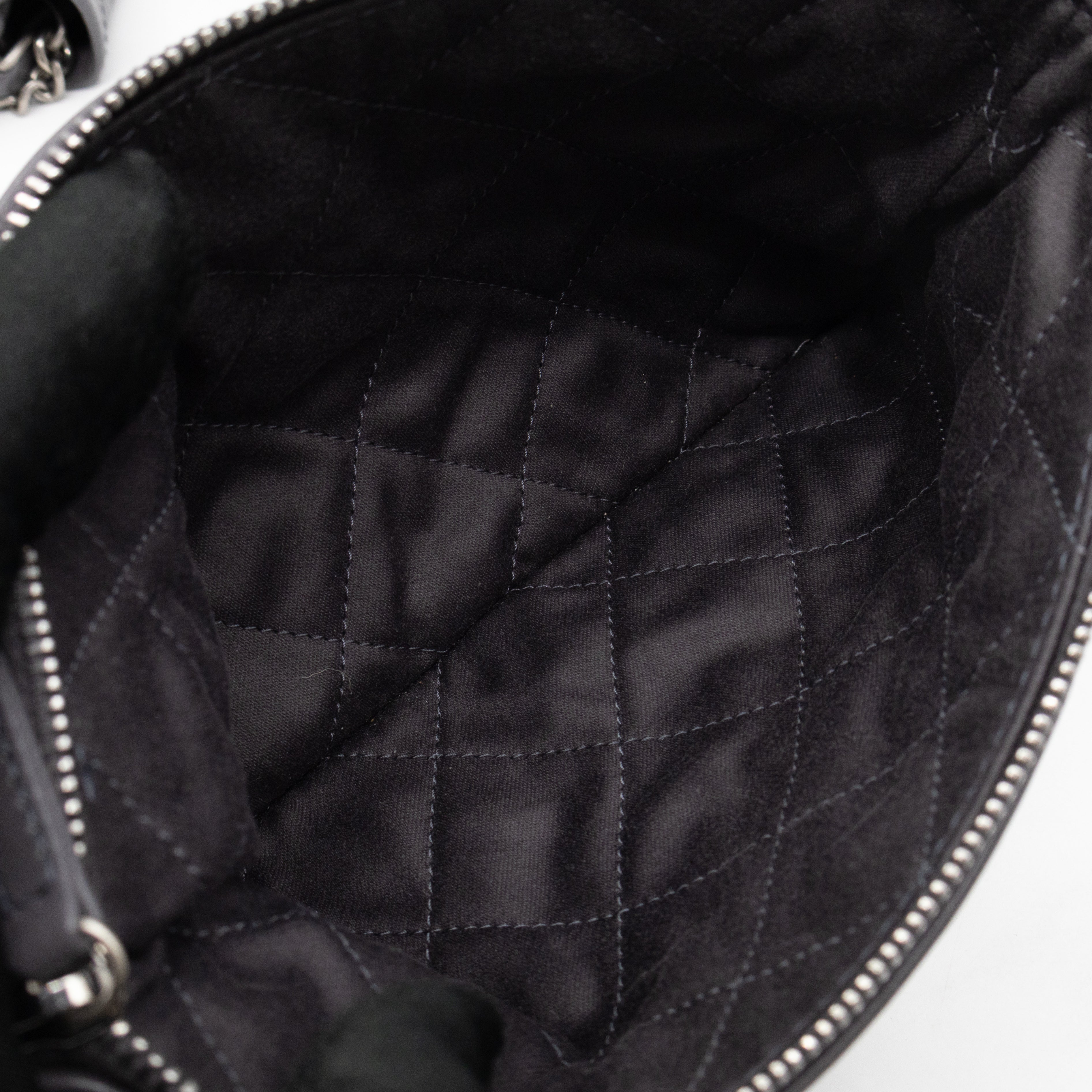 22 Small Dark Grey Calfskin Leather Silver