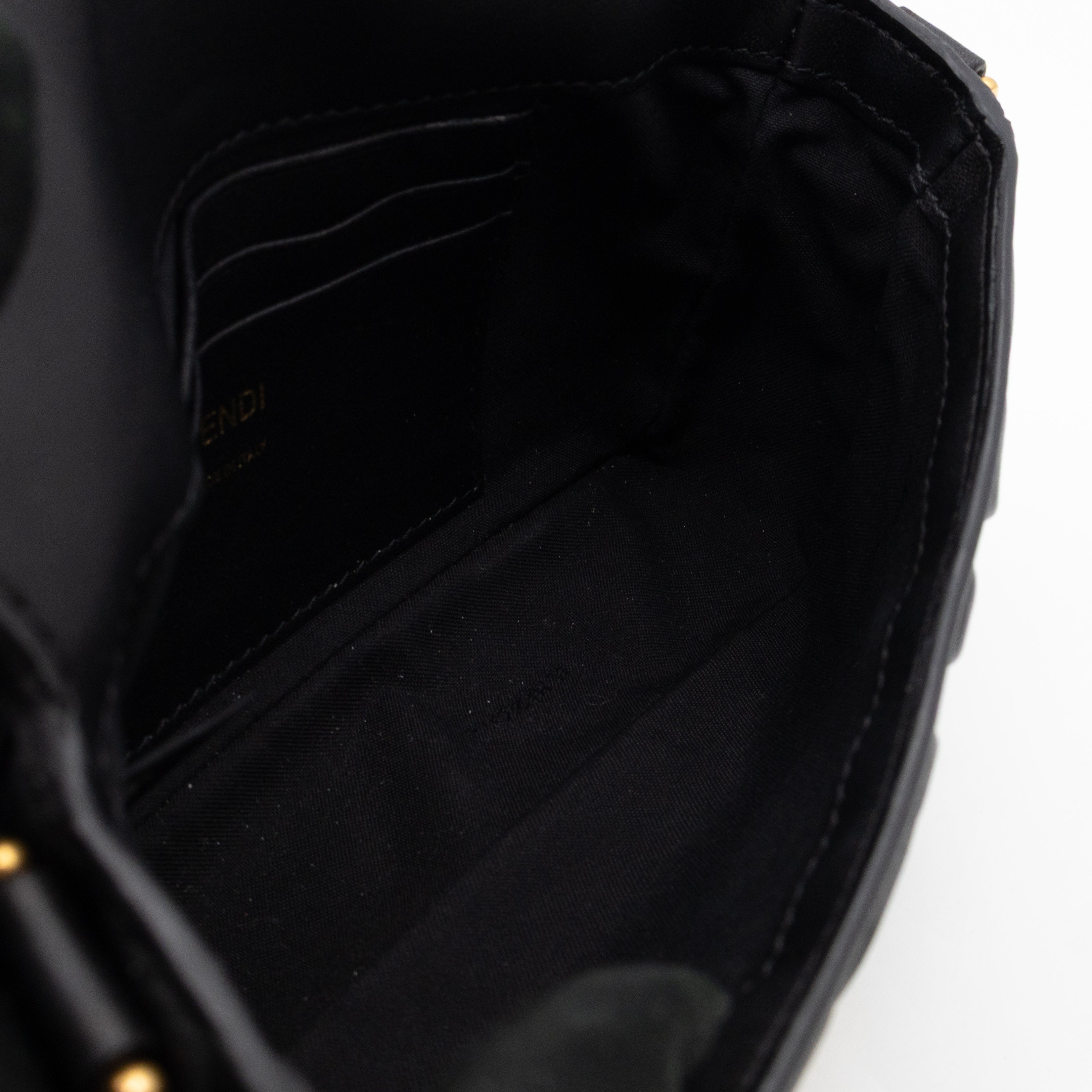 Mini Baguette Black FF Embossed Nappa Leather