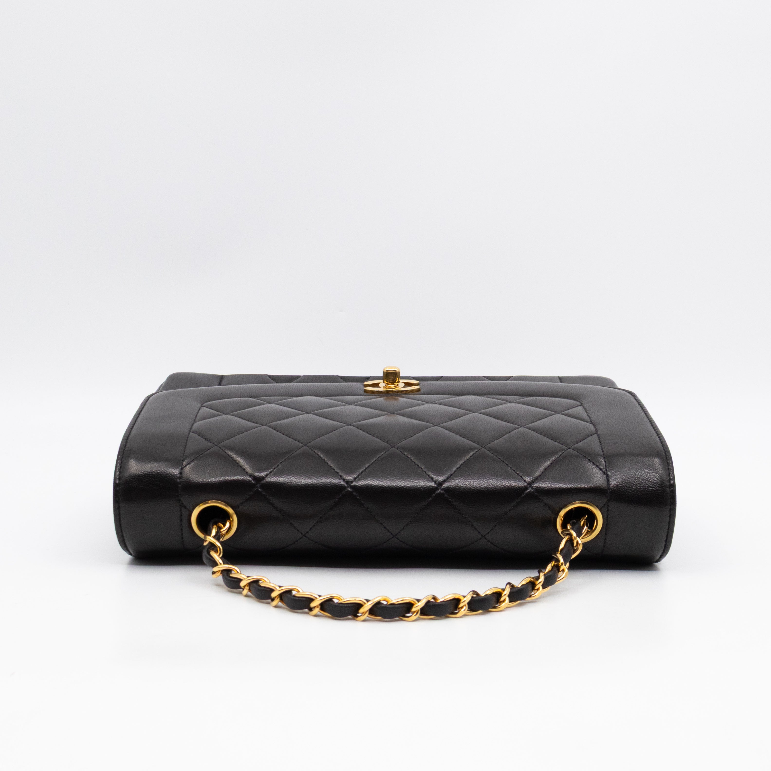 Diana Medium Black Lambskin Leather Gold