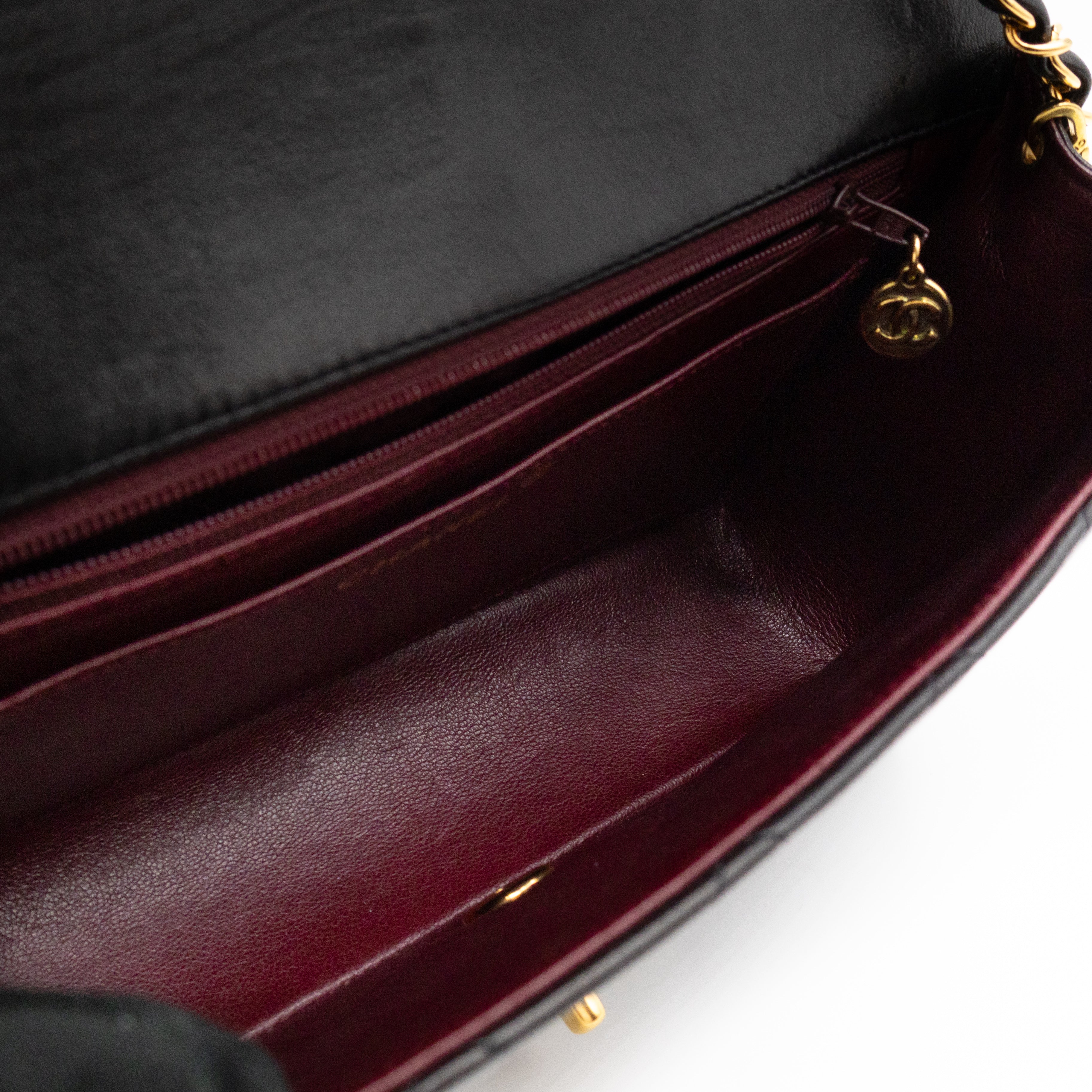 Diana Medium Black Lambskin Leather Gold
