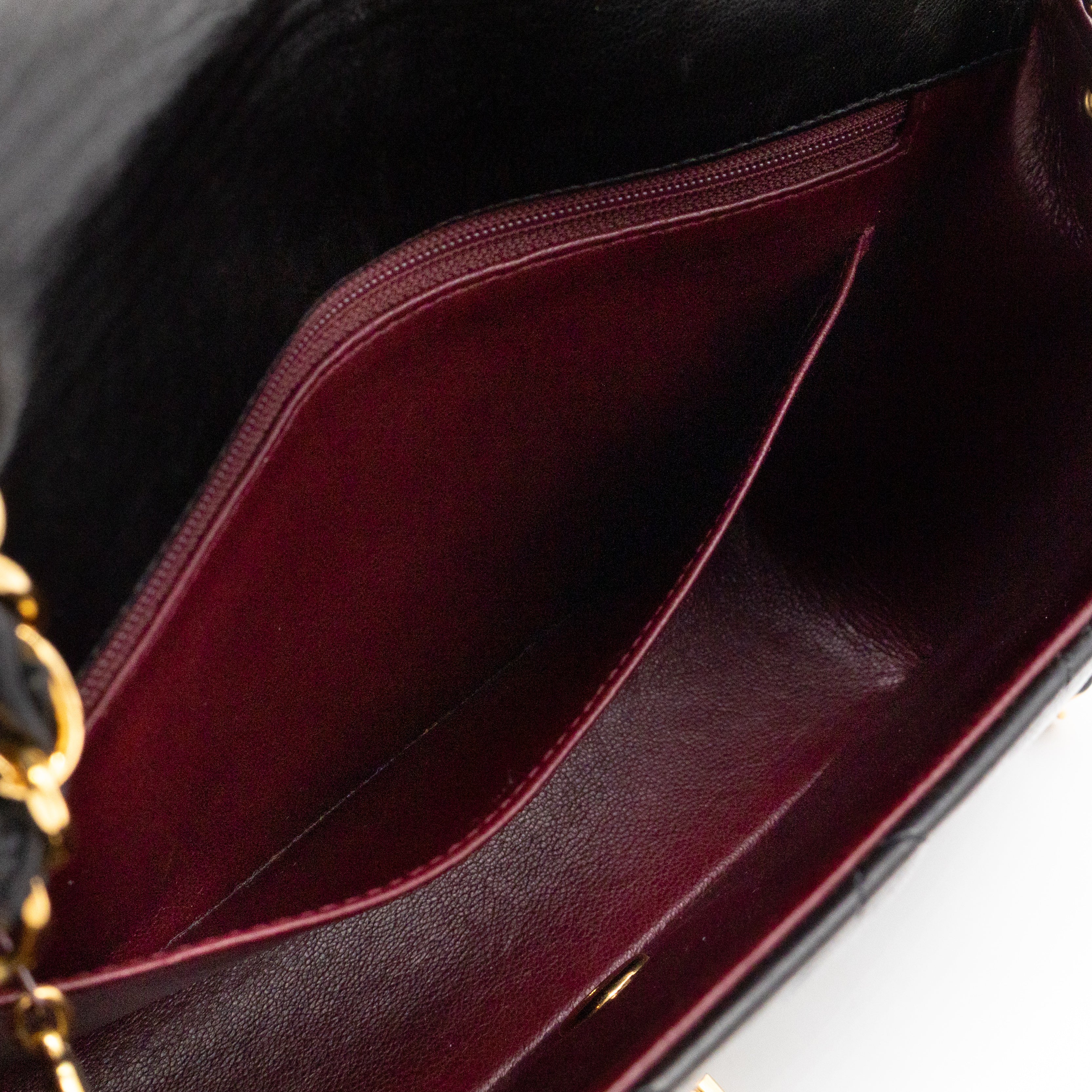 Diana Medium Black Lambskin Leather Gold
