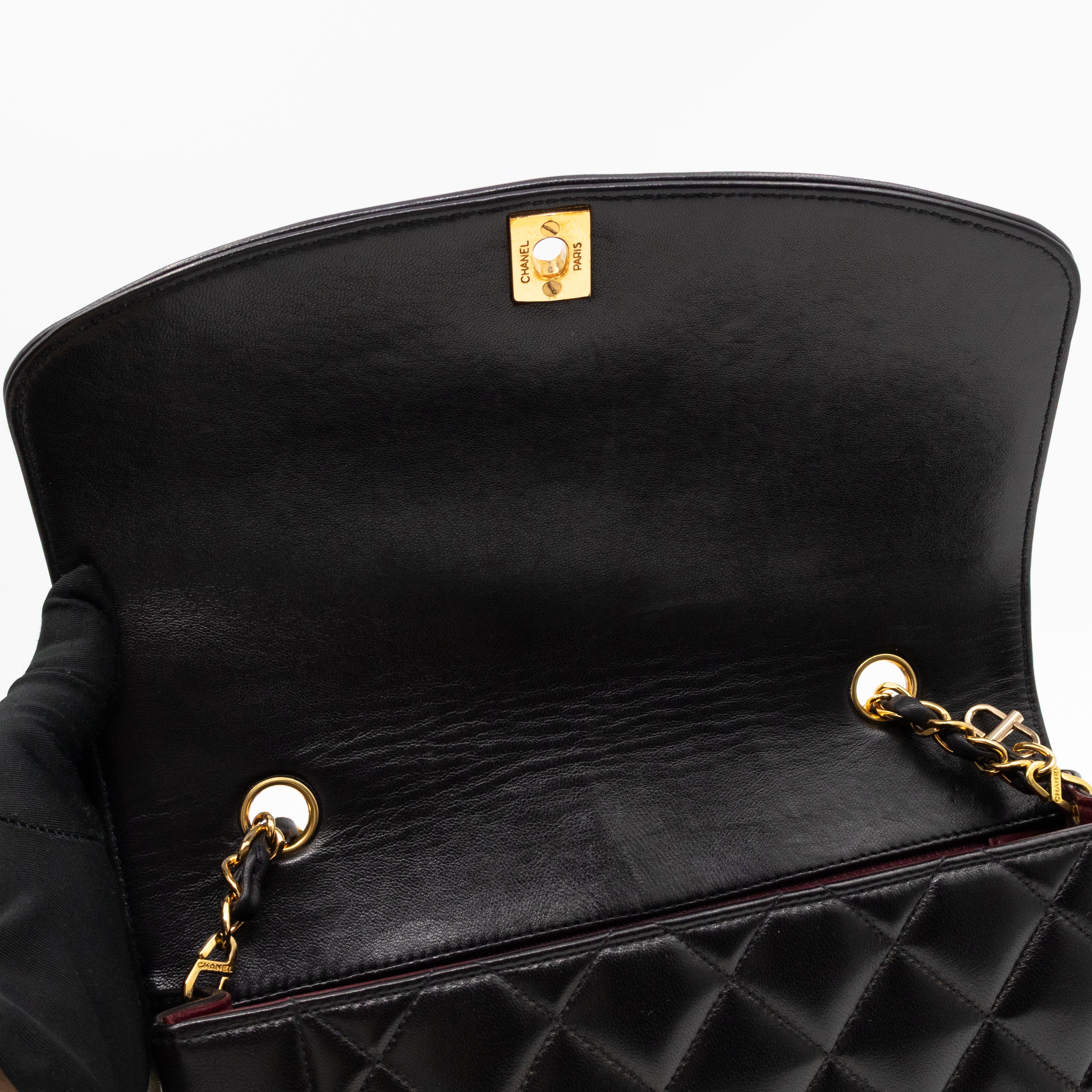 Diana Medium Black Lambskin Leather Gold