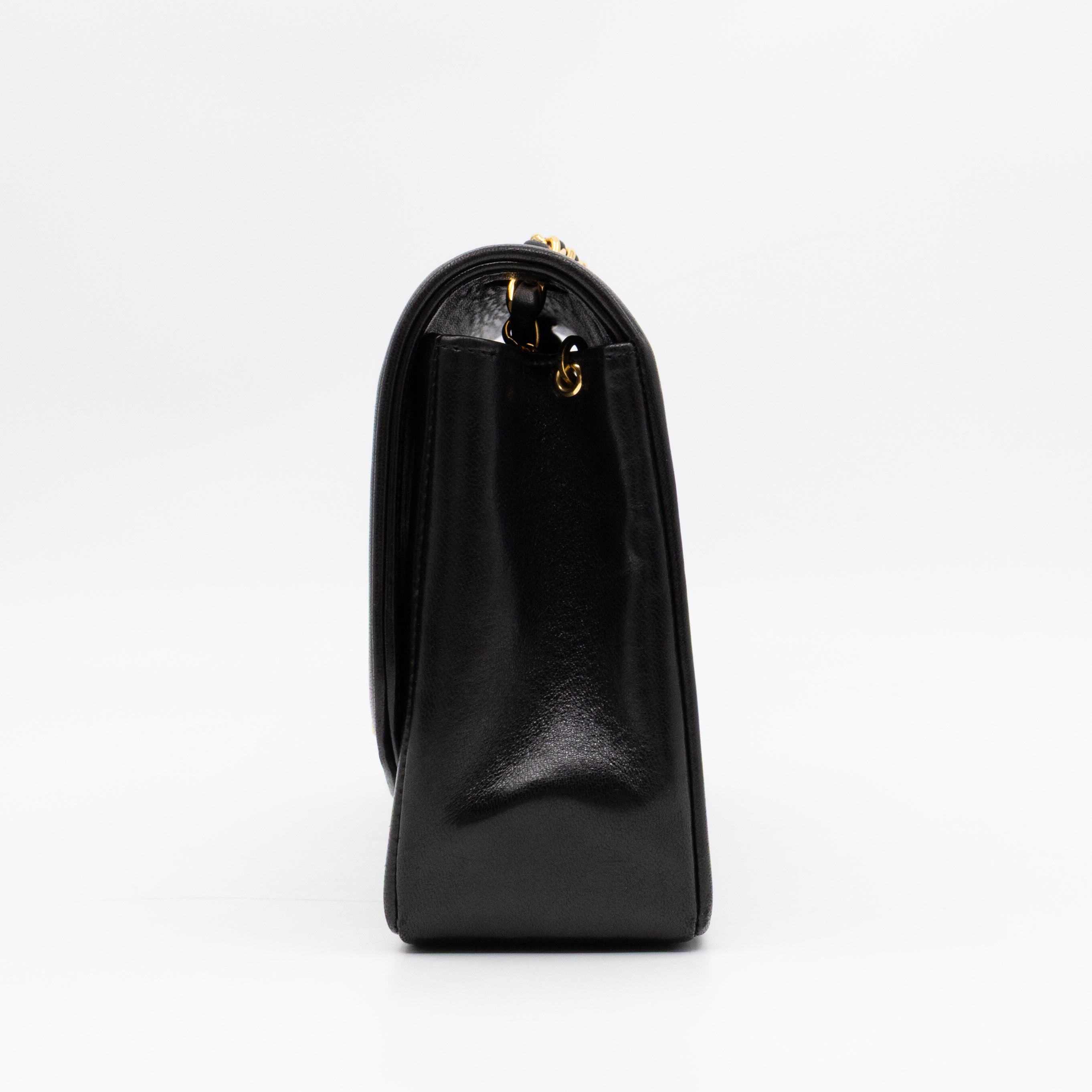 Diana Medium Black Lambskin Leather Gold
