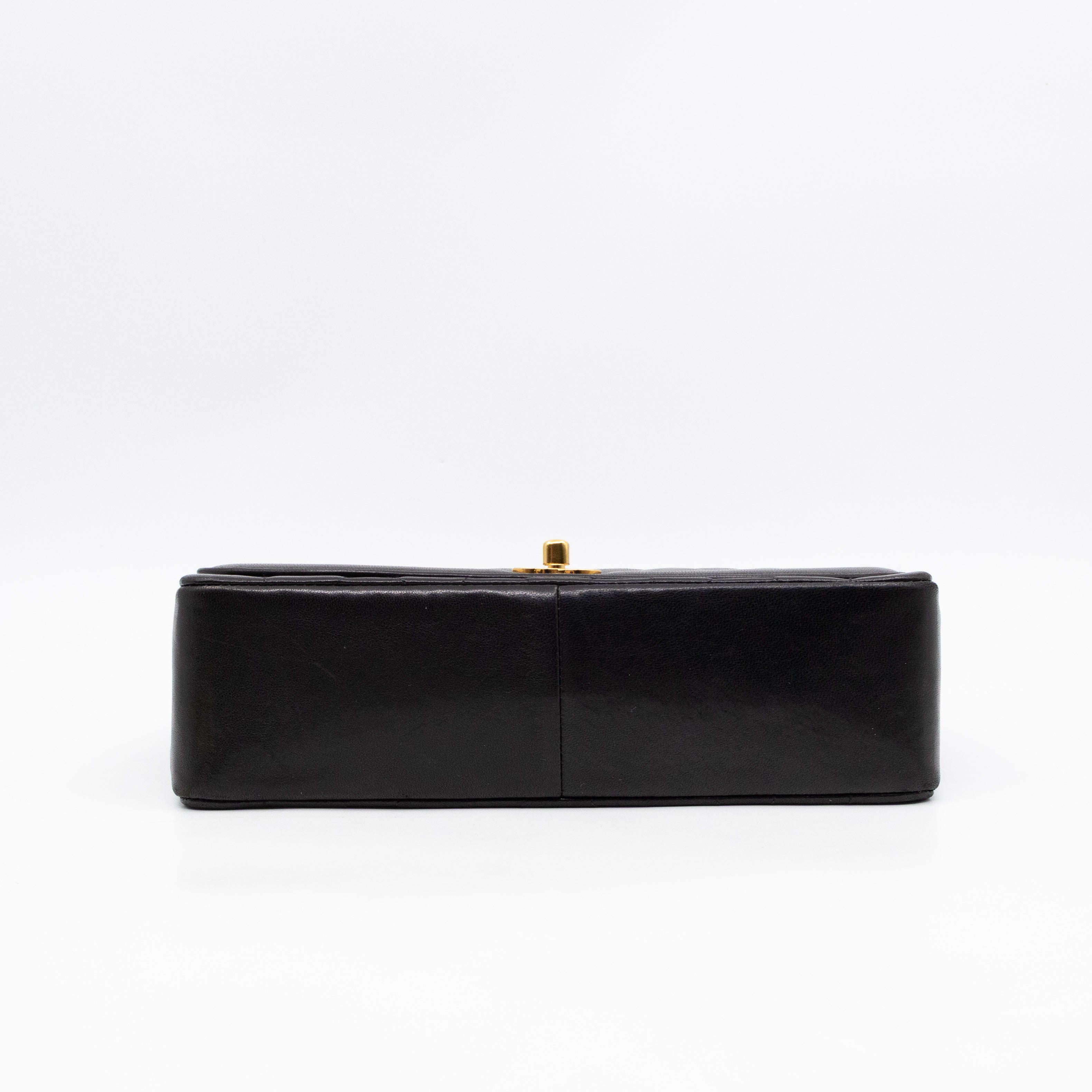 Diana Medium Black Lambskin Leather Gold