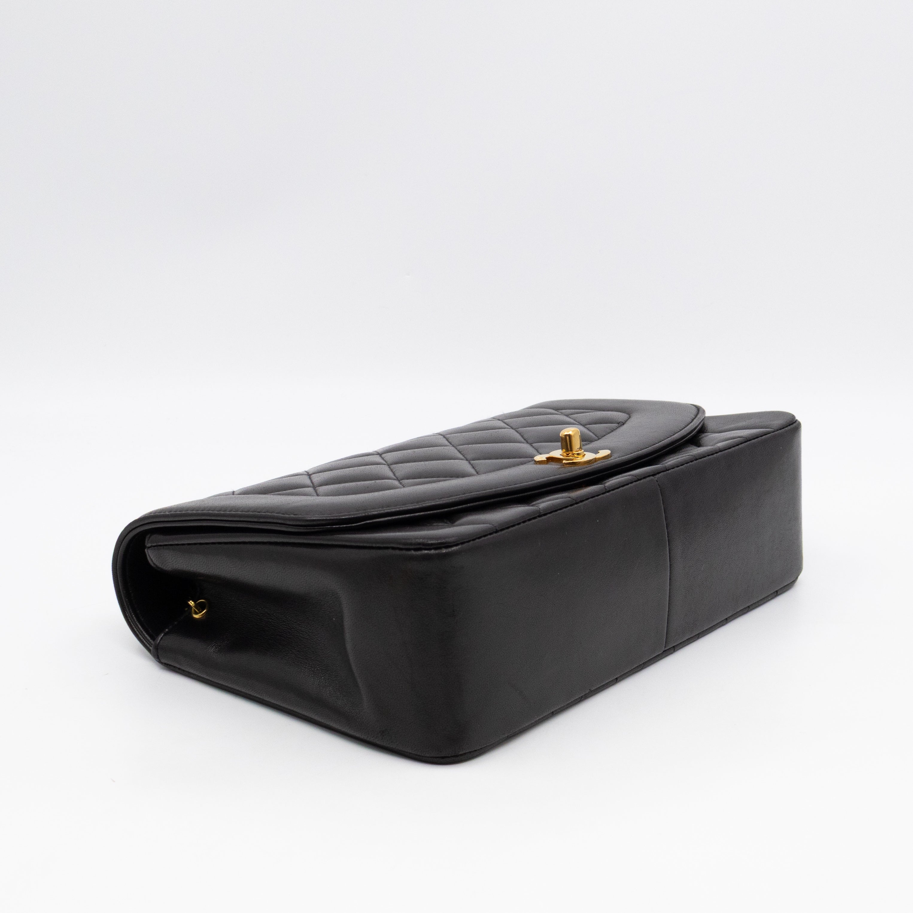 Diana Medium Black Lambskin Leather Gold