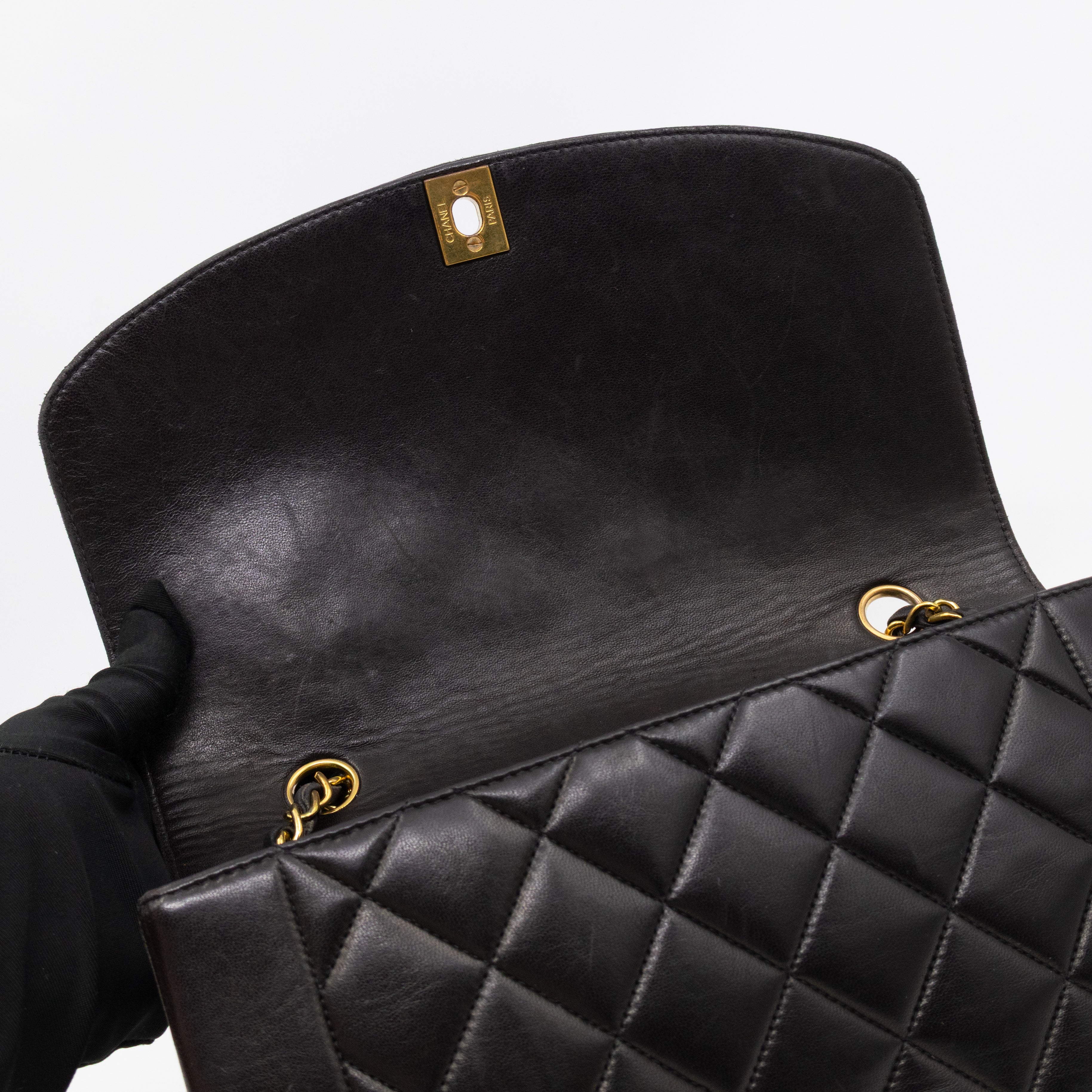 Diana Medium Black Lambskin Leather Gold