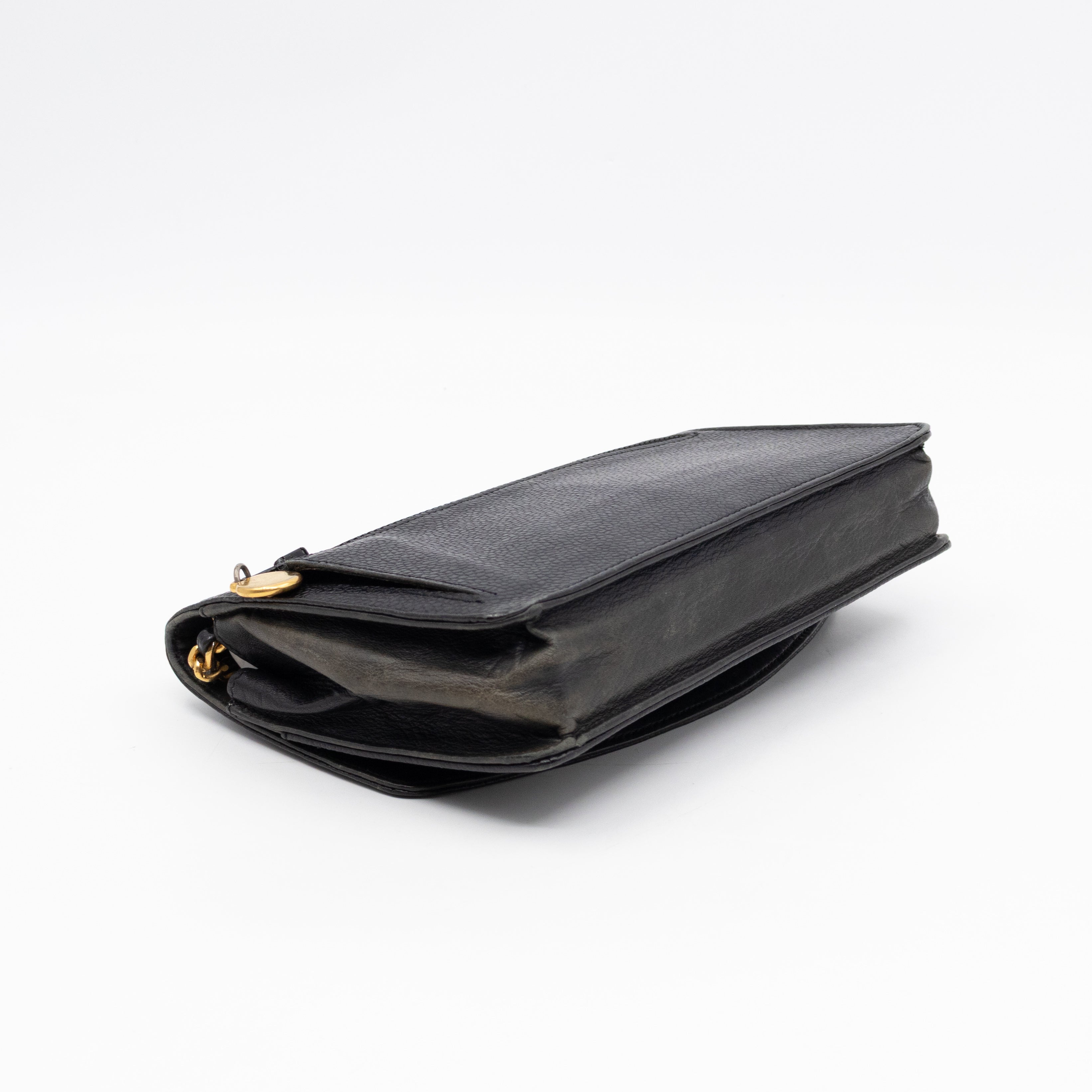 Timeless CC Wallet On Chain Black Caviar Leather