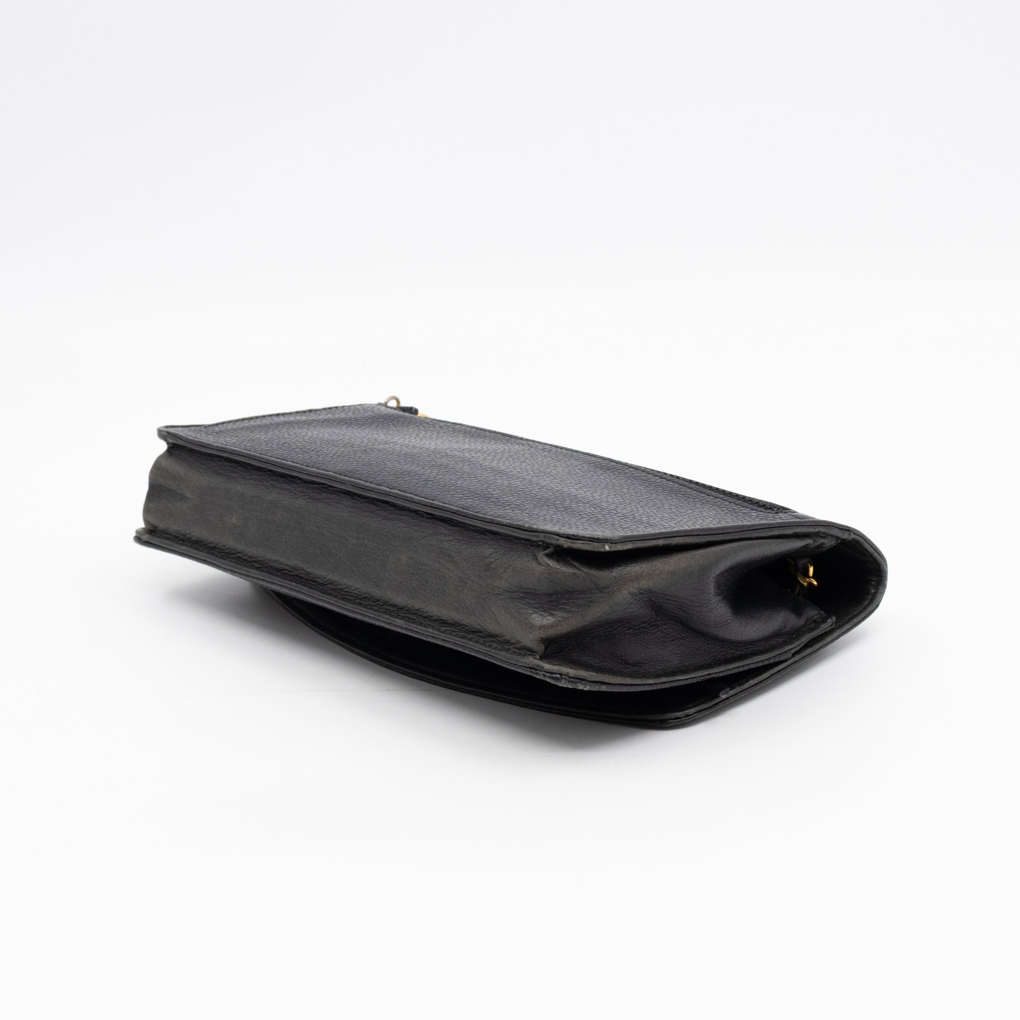 Timeless CC Wallet On Chain Black Caviar Leather