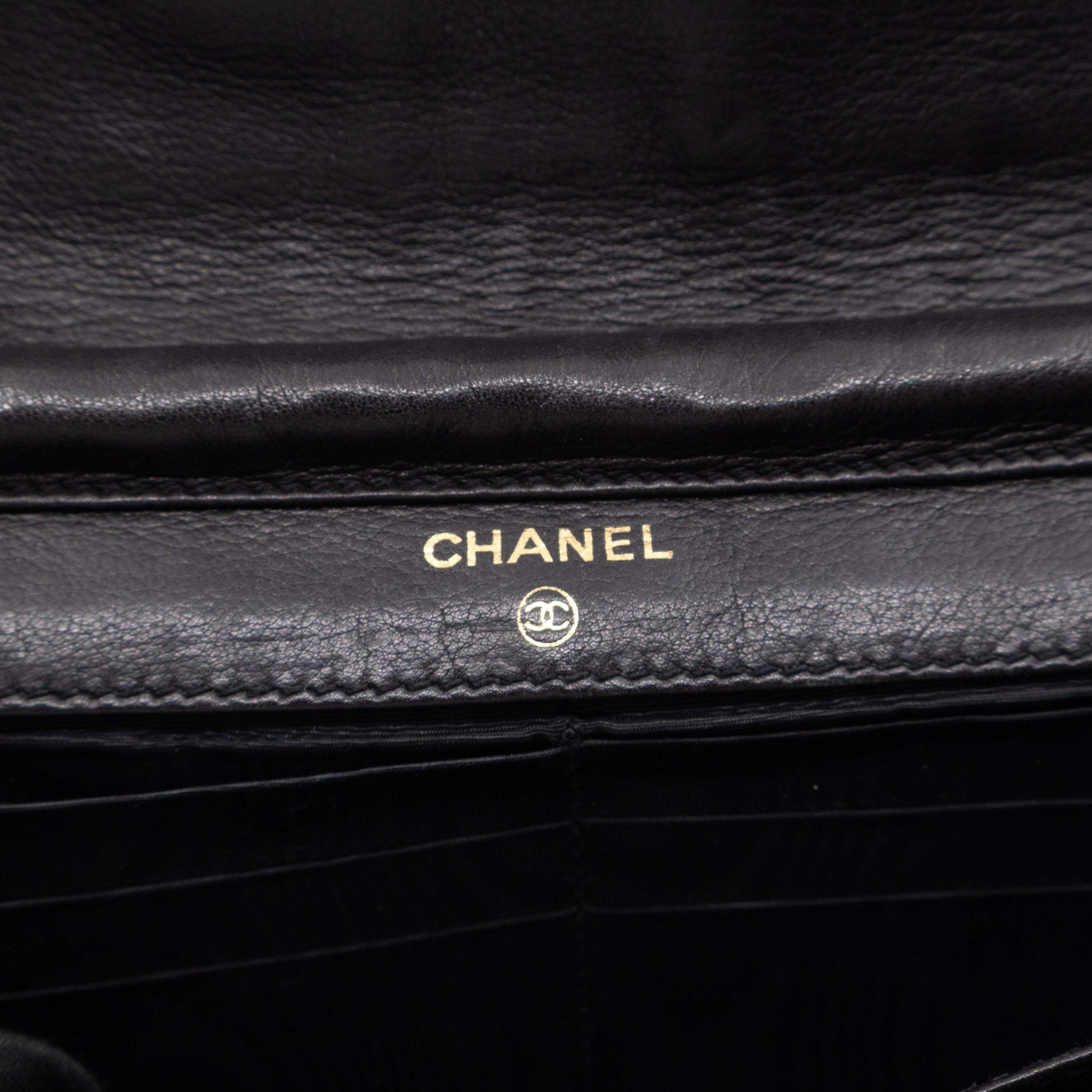 Timeless CC Wallet On Chain Black Caviar Leather