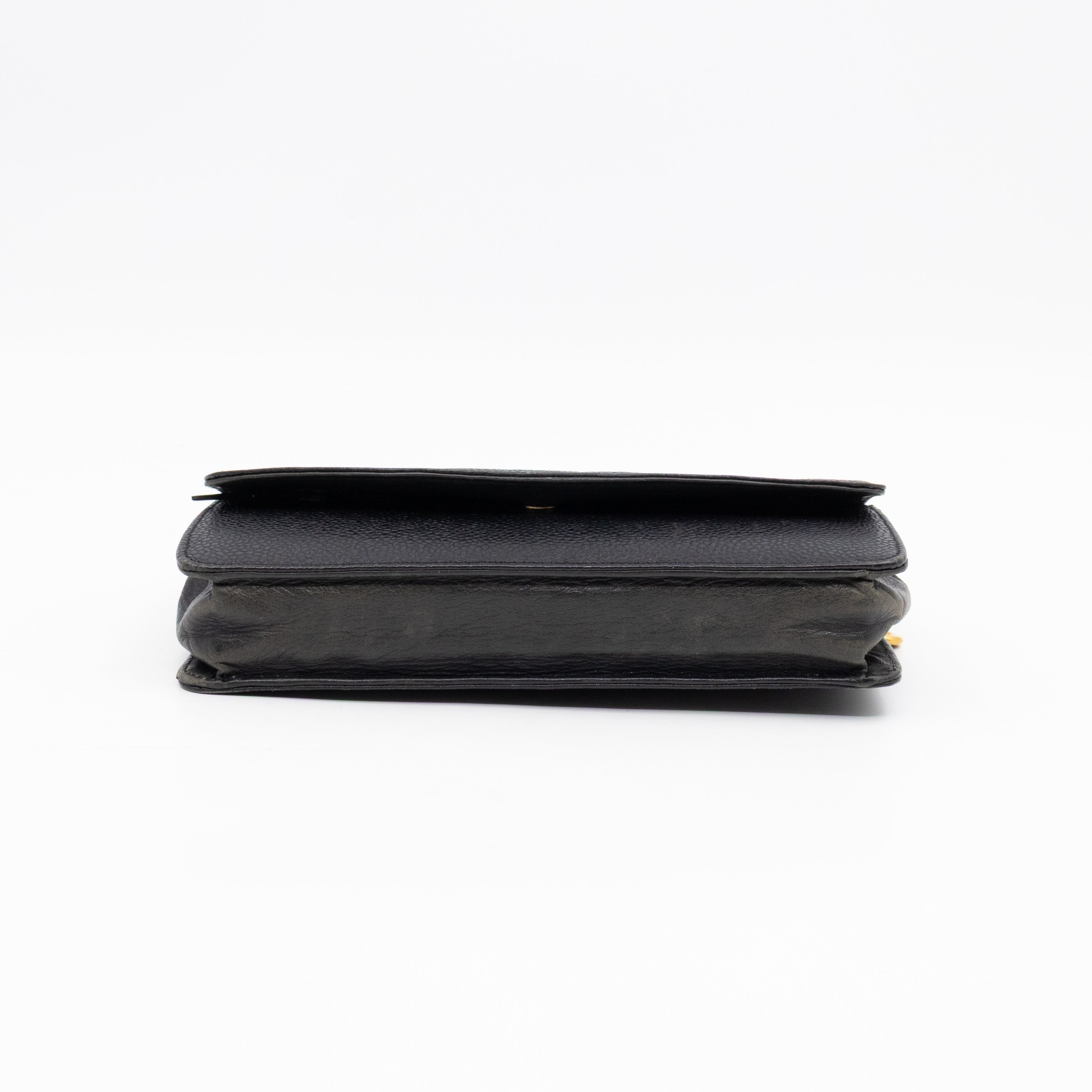 Timeless CC Wallet On Chain Black Caviar Leather