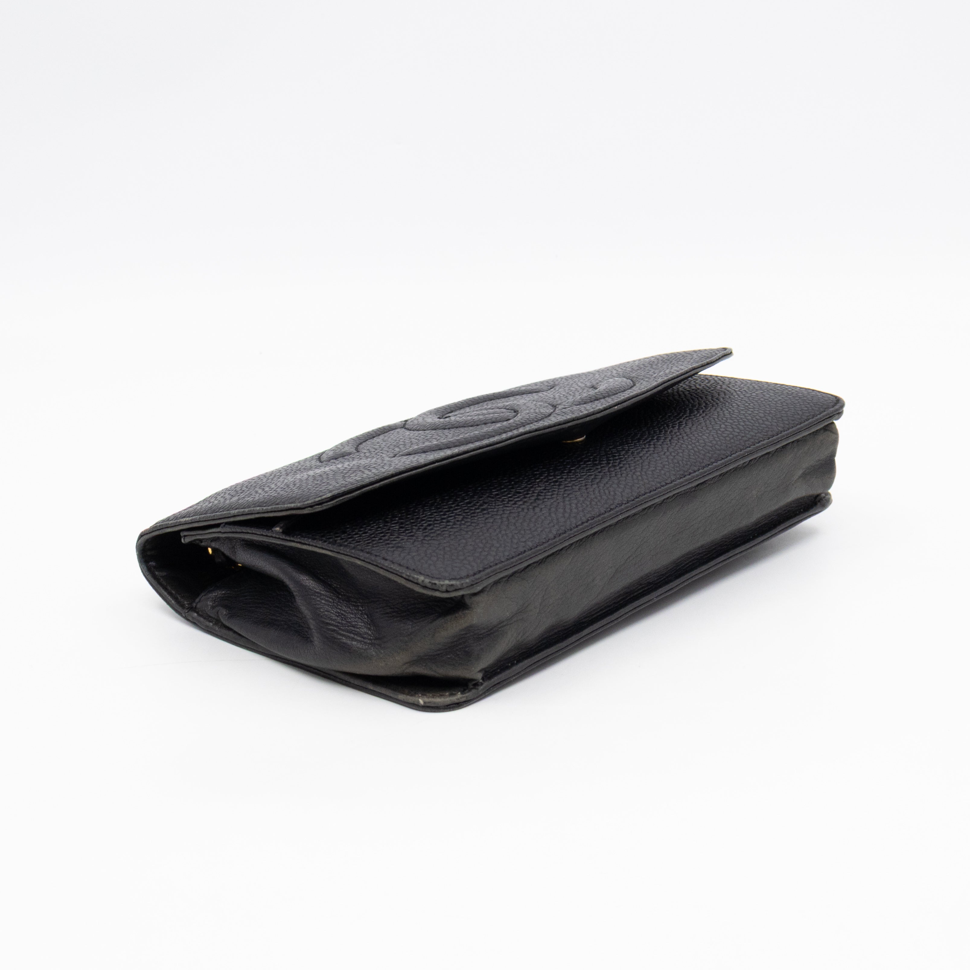 Timeless CC Wallet On Chain Black Caviar Leather