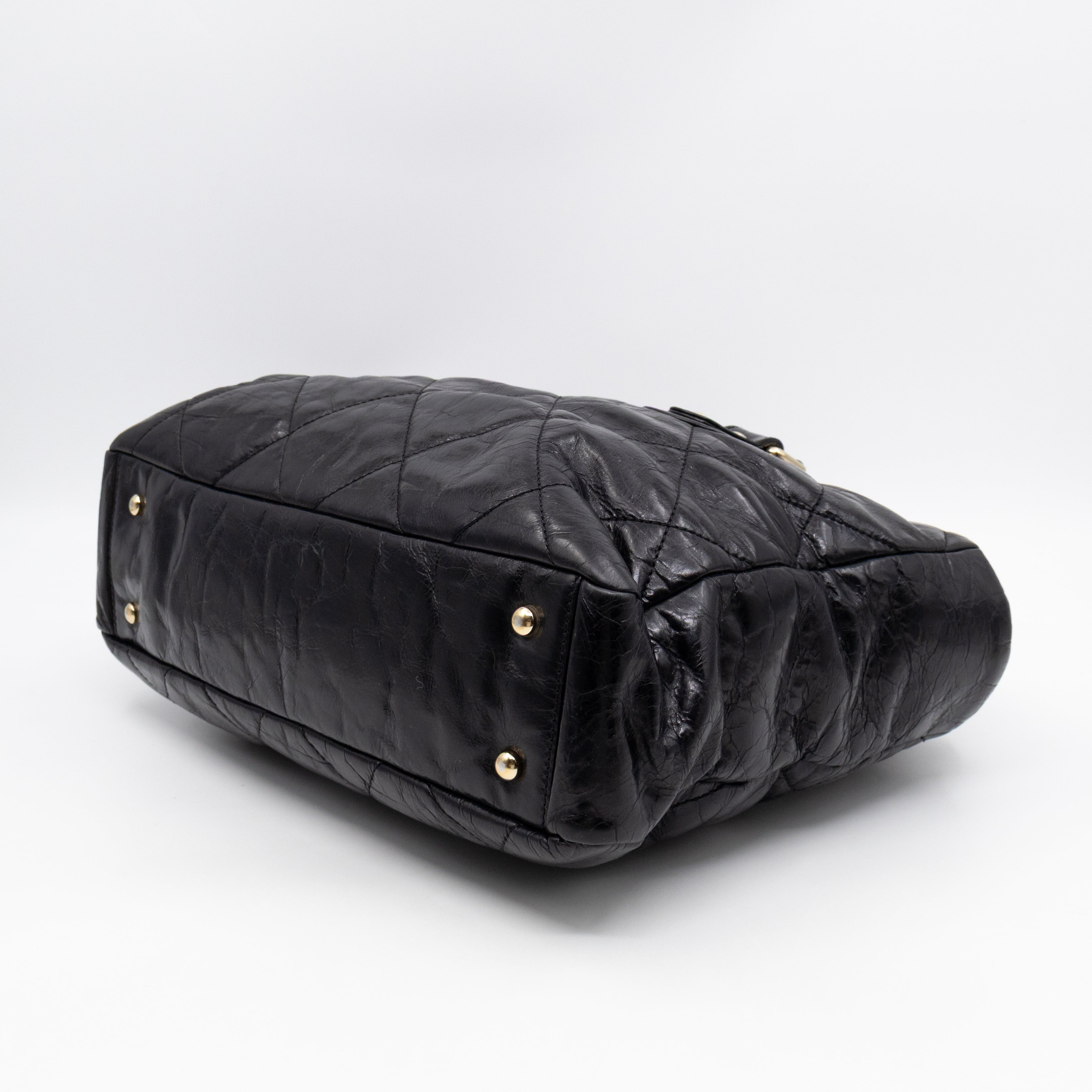 Portobello Tote Glazed Black Leather