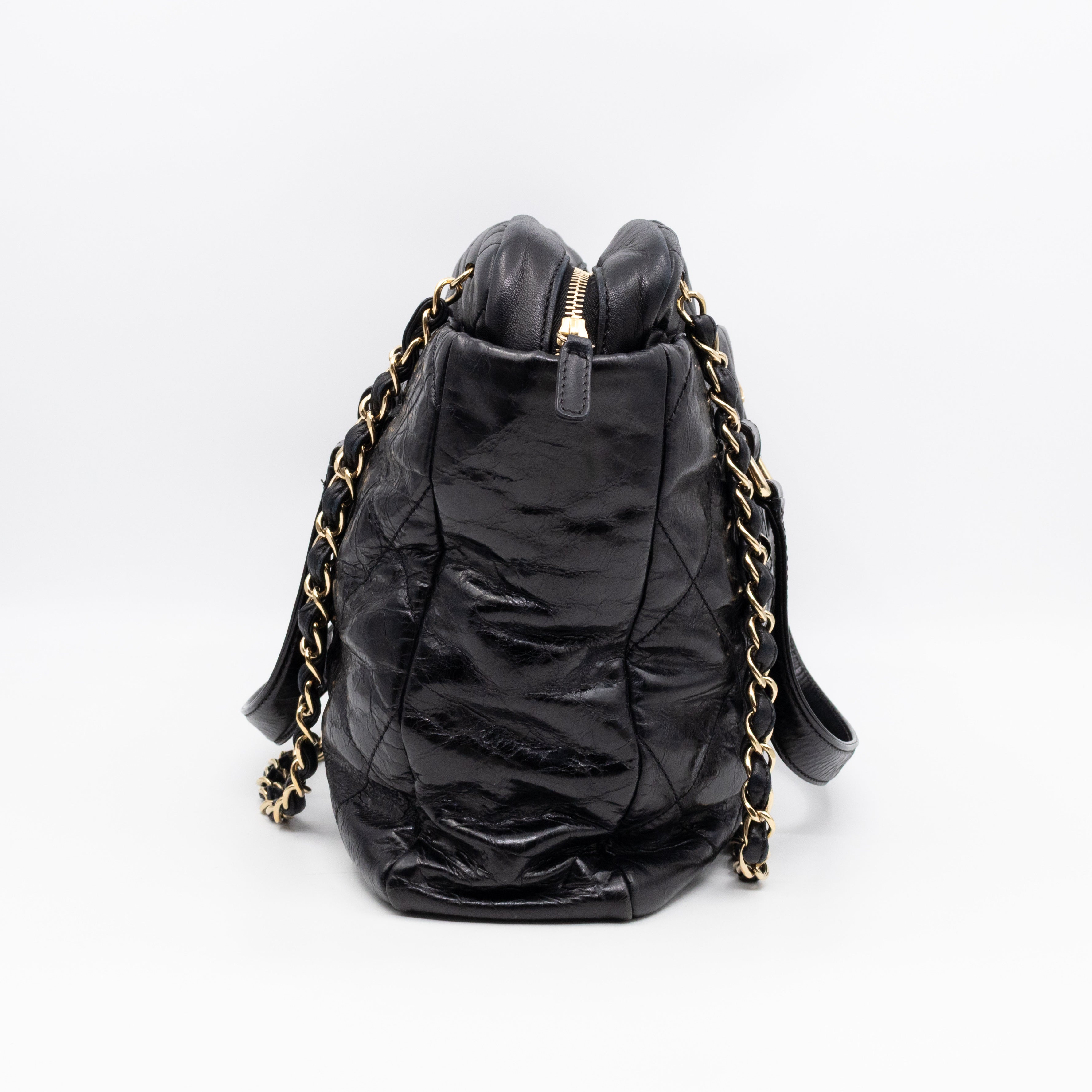 Portobello Tote Glazed Black Leather