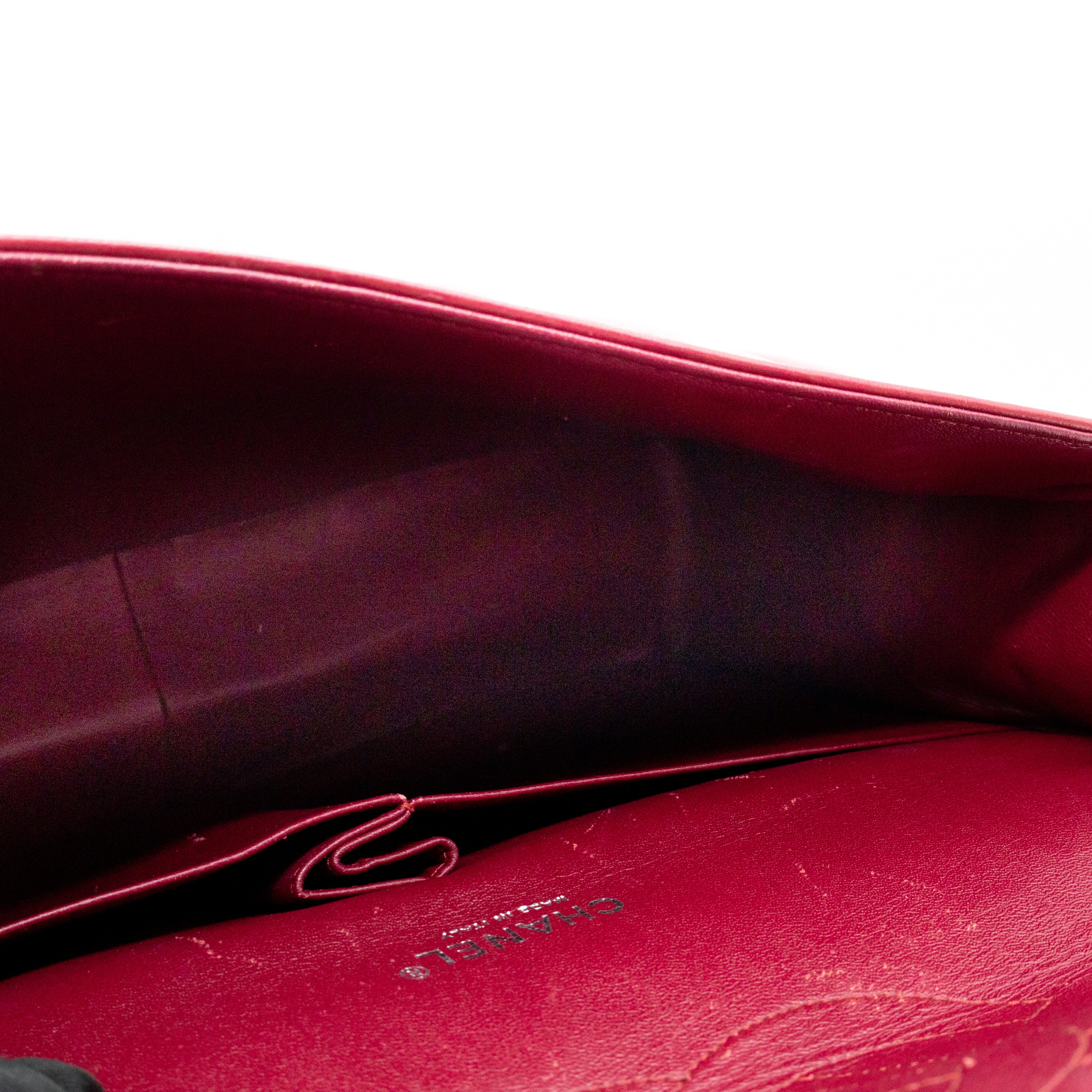 Classic Double Flap Maxi Red Patent Leather Silver