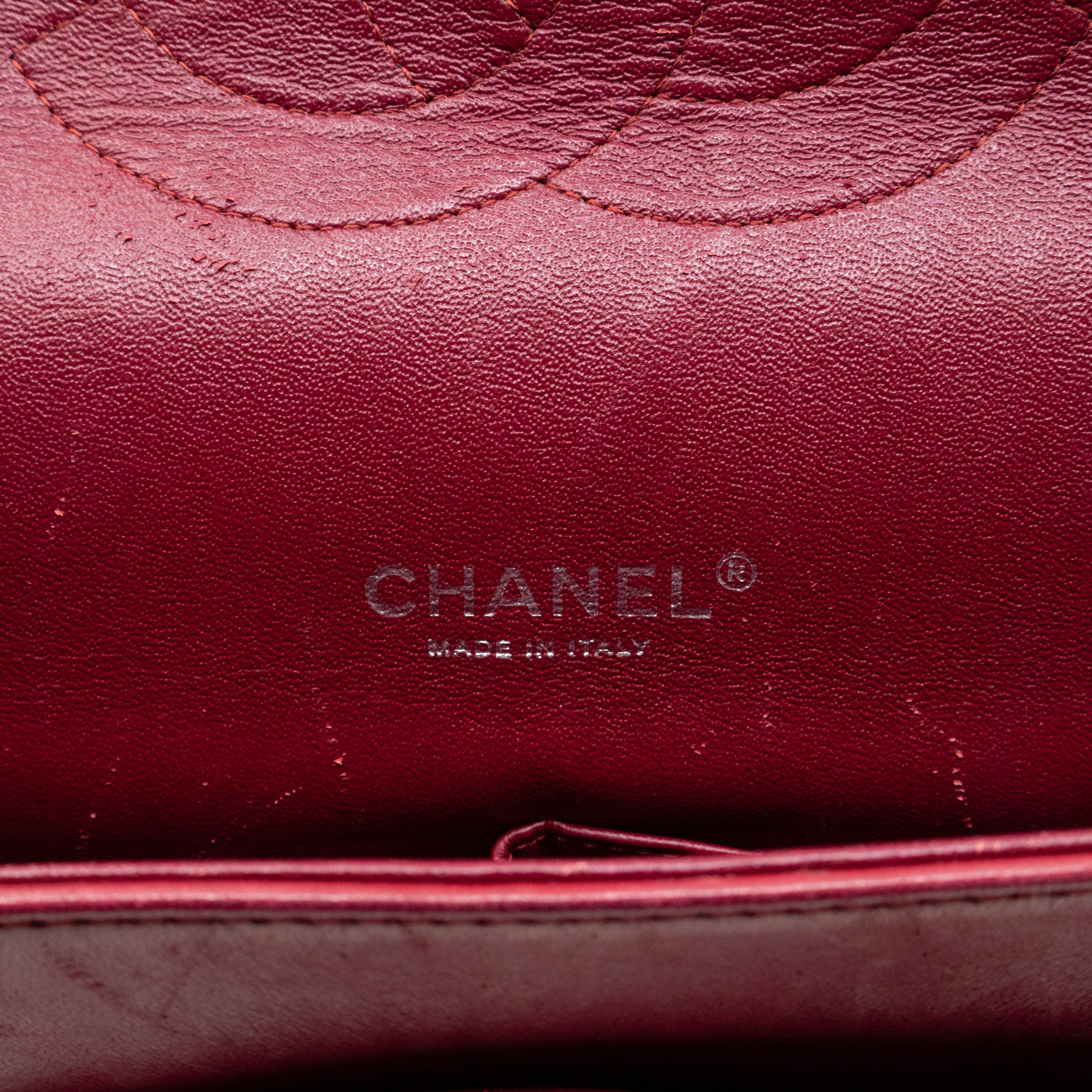 Classic Double Flap Maxi Red Patent Leather Silver