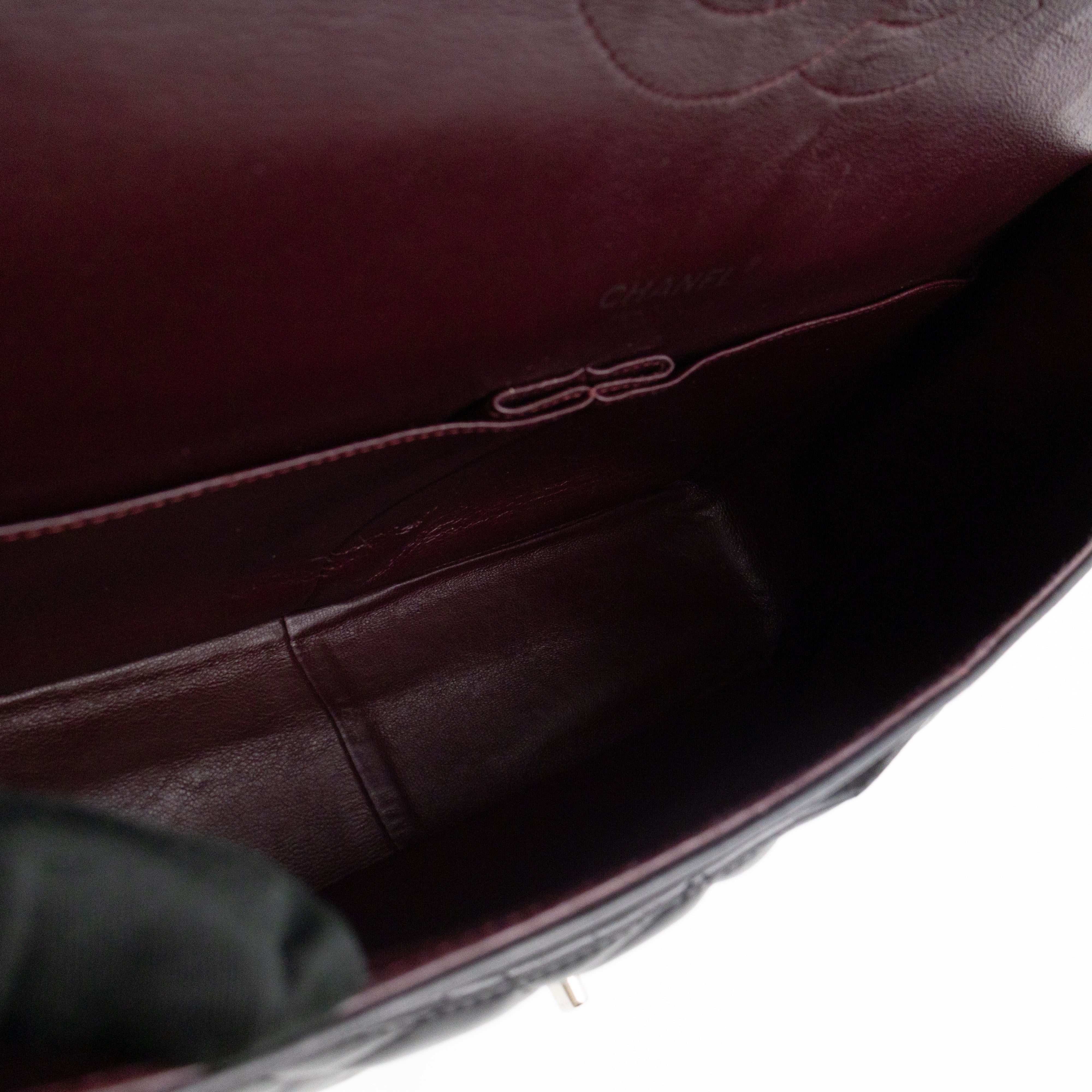 Classic Double Flap Maxi Black Lambskin Leather Silver