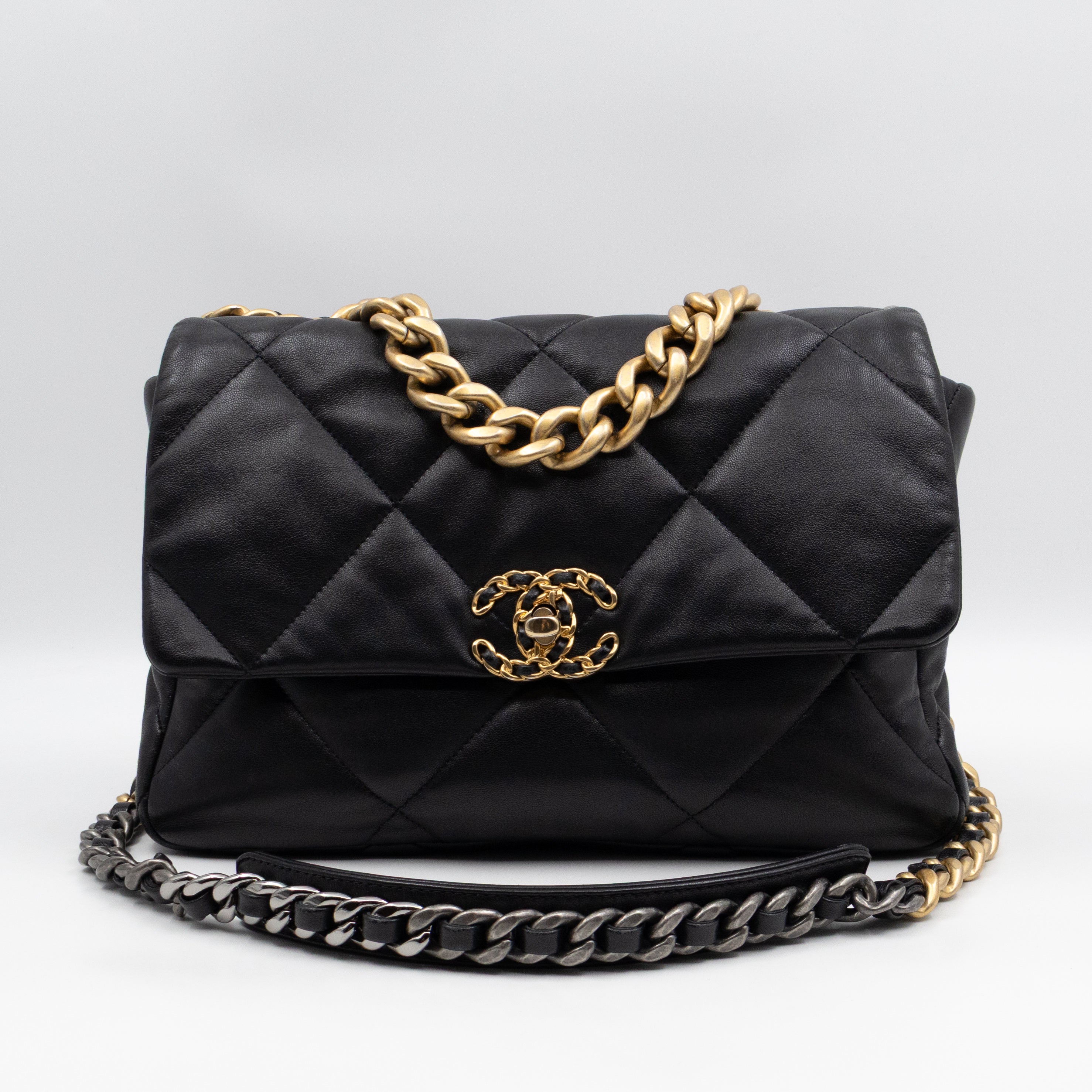 Chanel 19 Large Black Shiny Lambskin