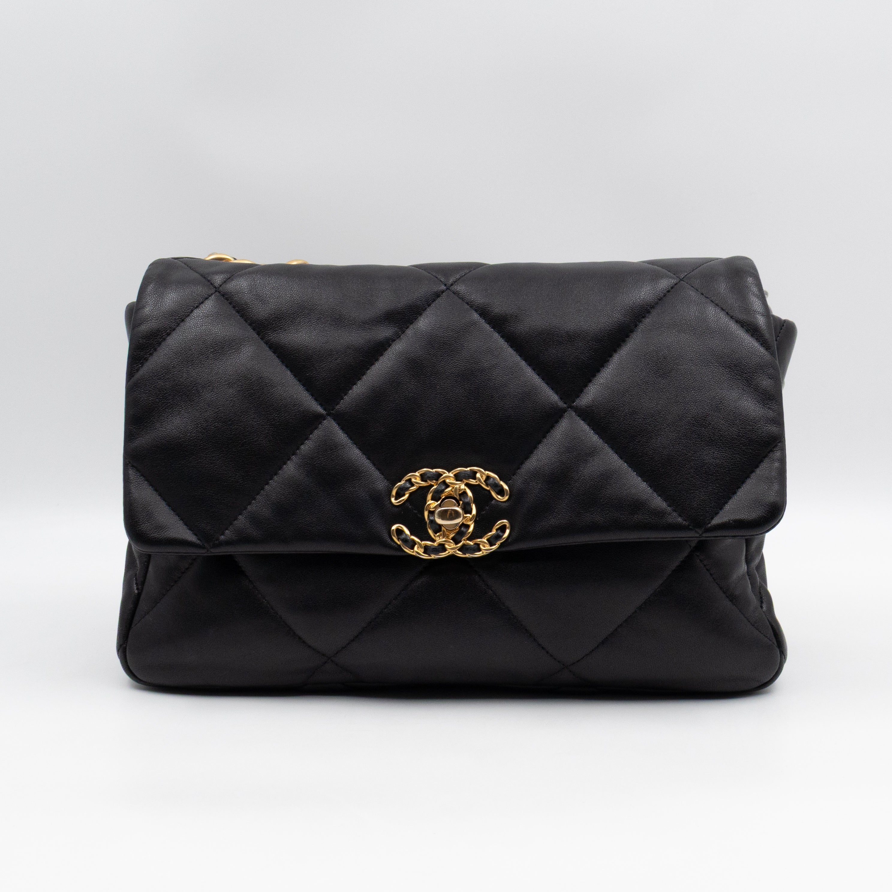 Chanel 19 Large Black Shiny Lambskin