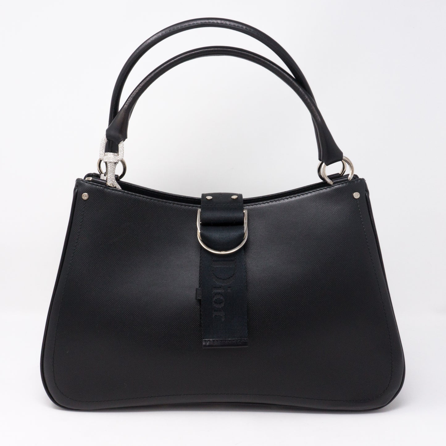 Black Coated Canvas Handbag