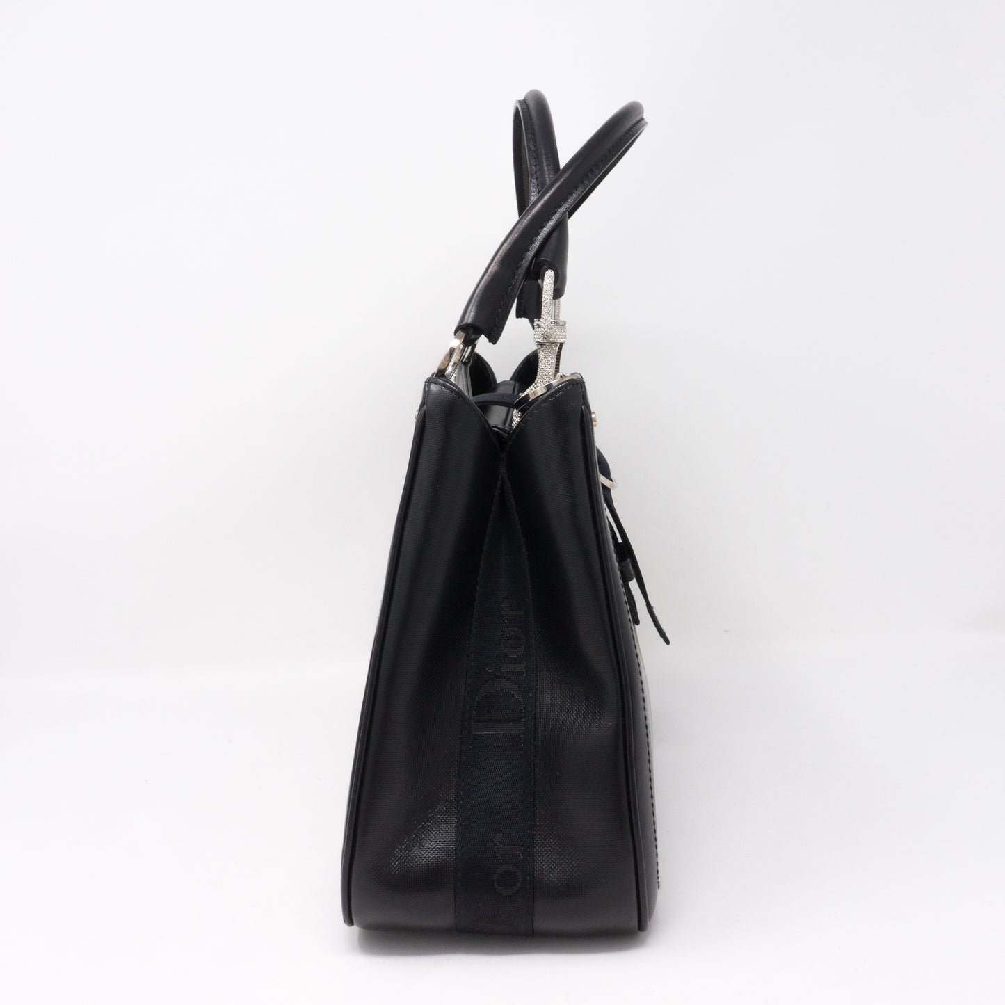Black Coated Canvas Handbag