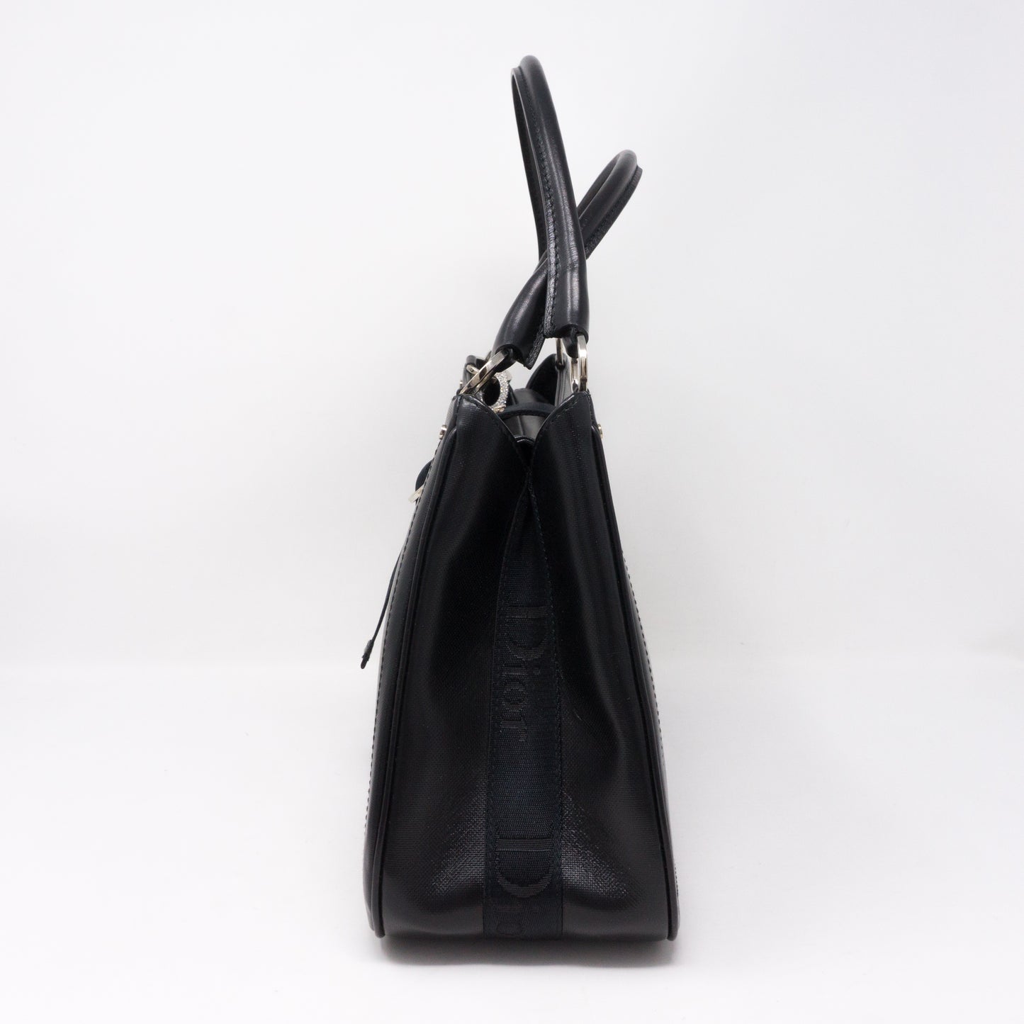 Black Coated Canvas Handbag