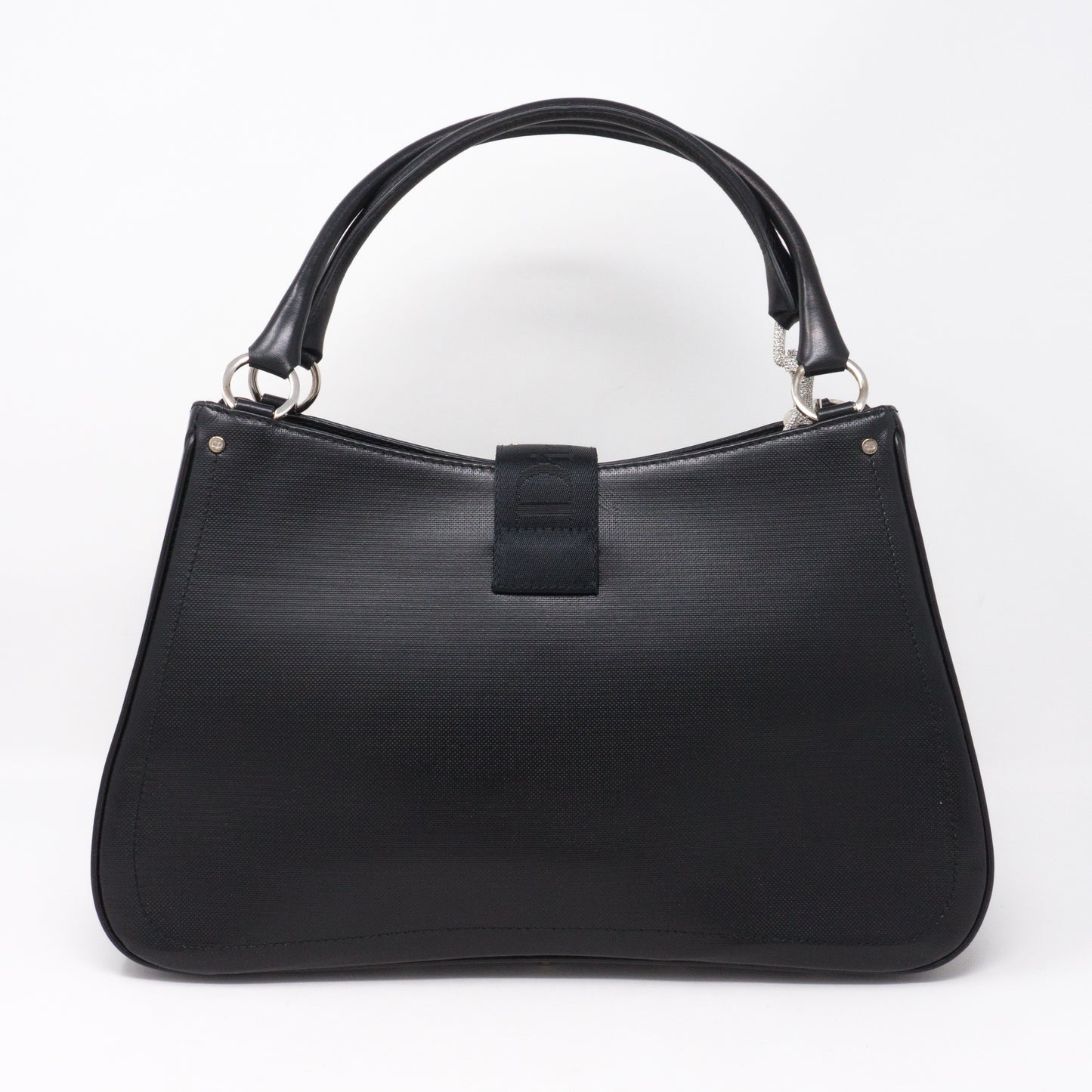 Black Coated Canvas Handbag