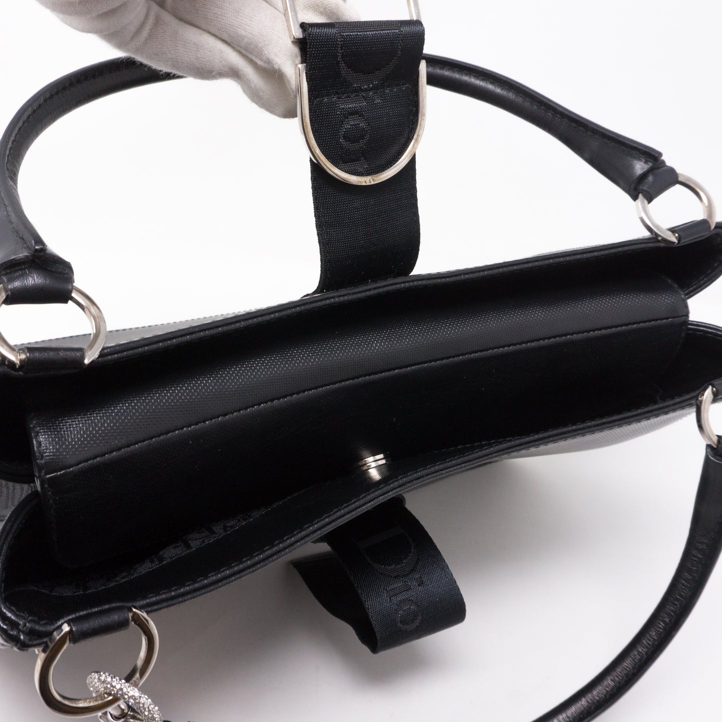 Black Coated Canvas Handbag