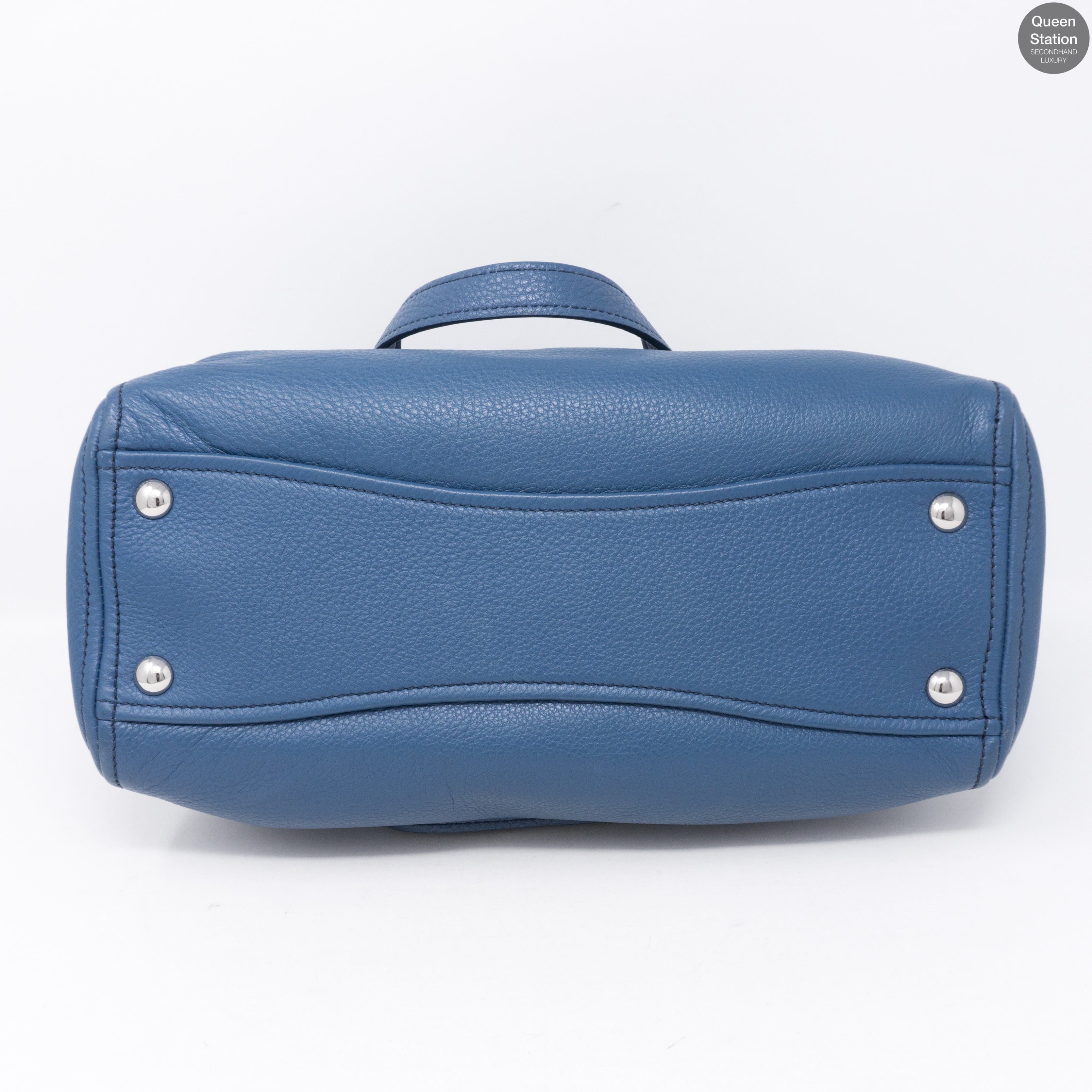 Vitello Daino Blue Leather Tote