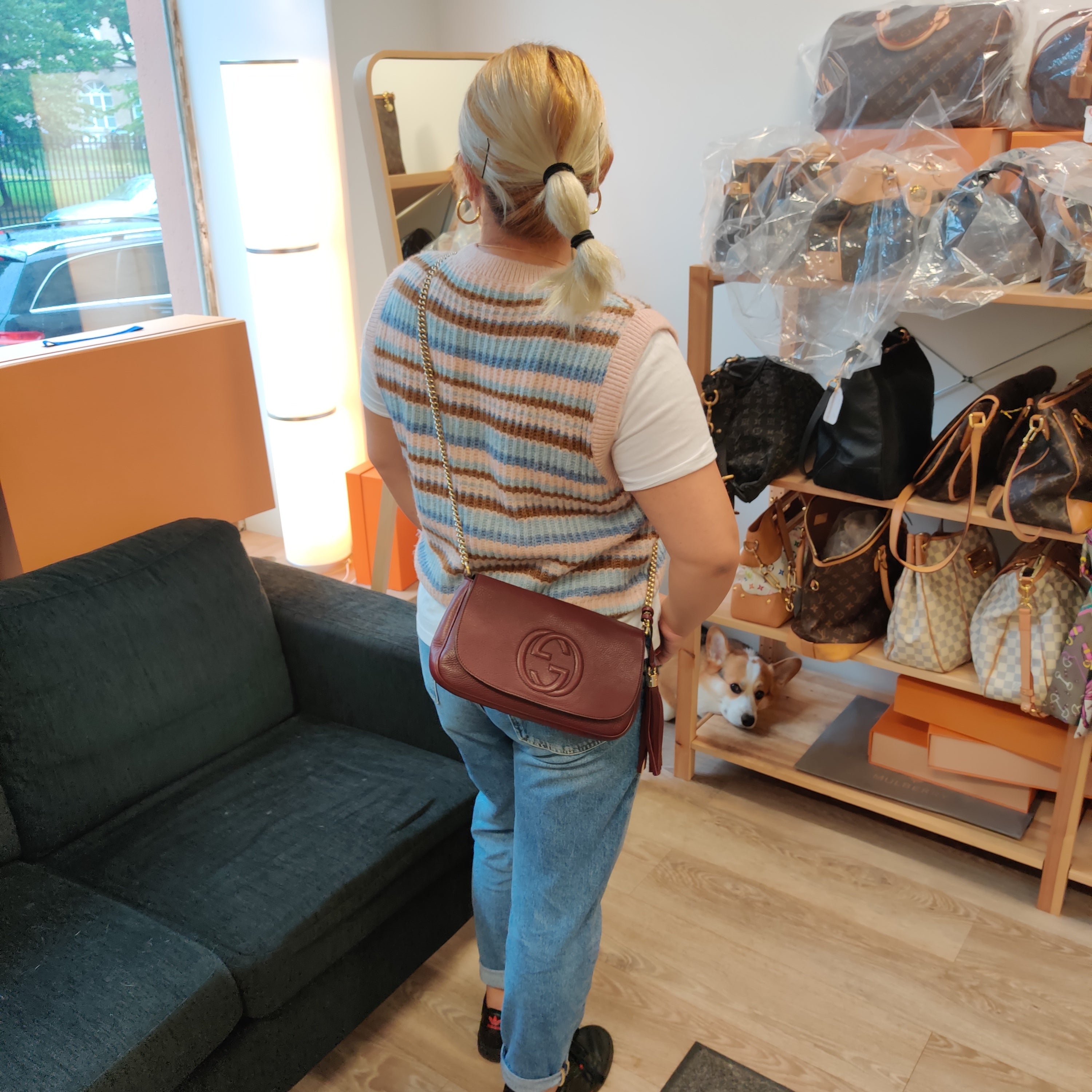 Soho Flap Chain Bag Burgundy Leather