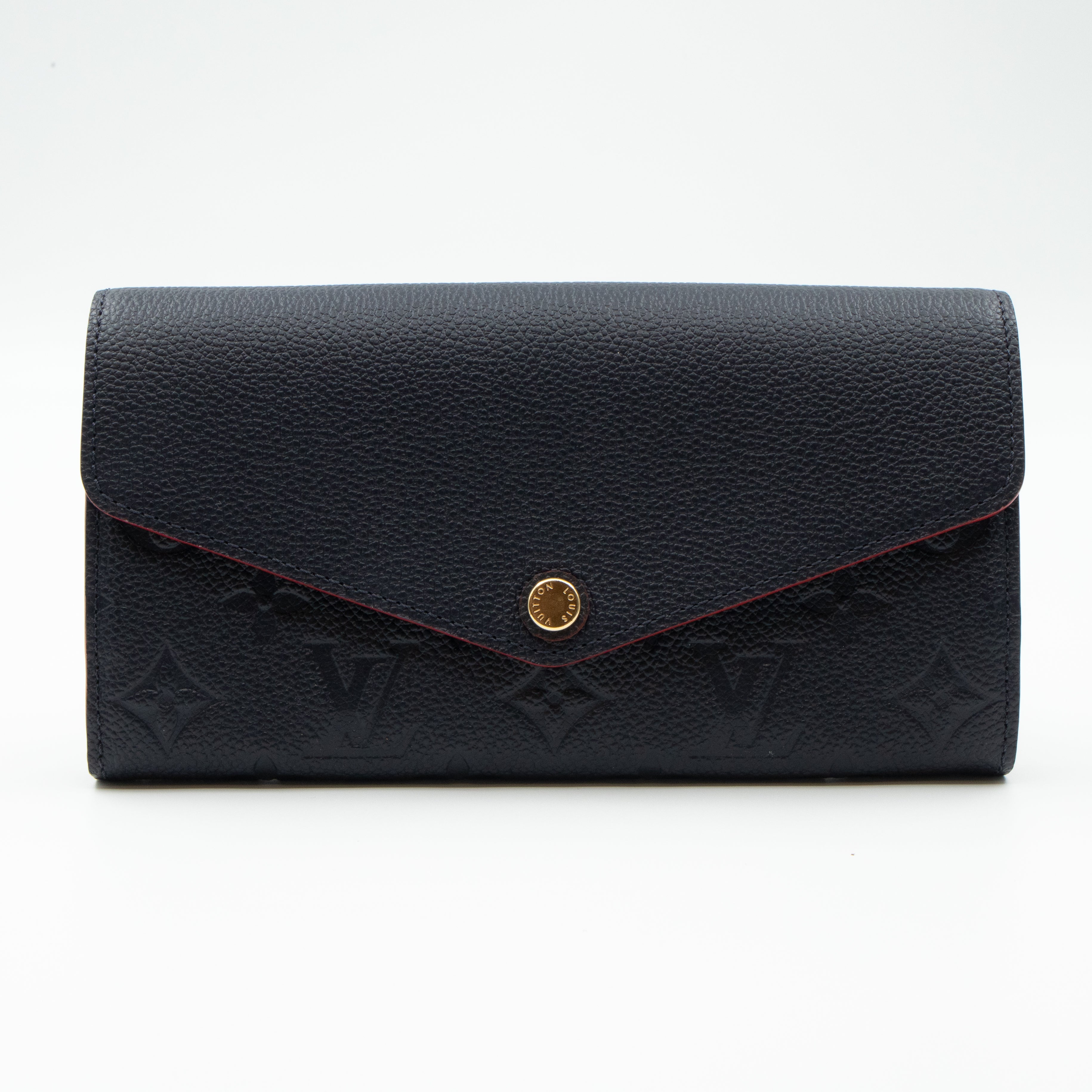 Sarah Wallet Monogram Empreinte Marine Rouge