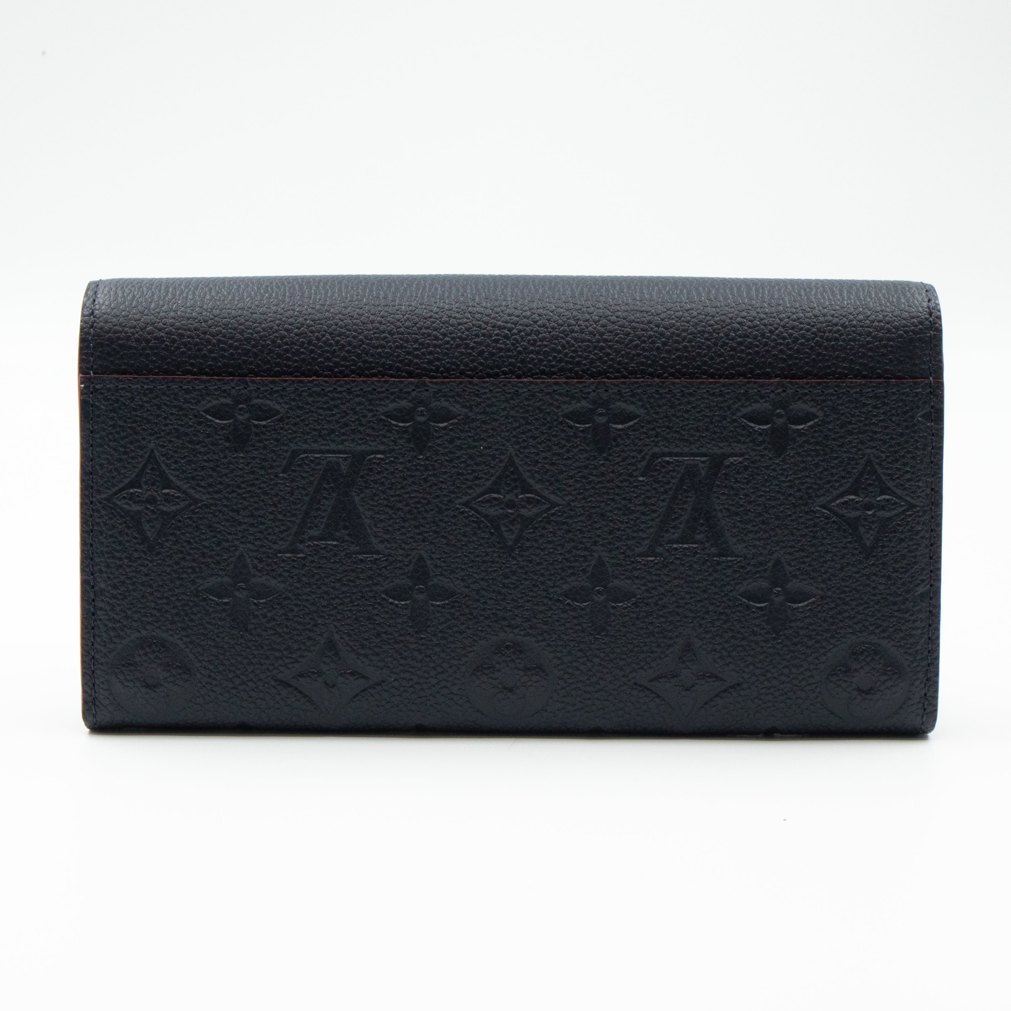 Sarah Wallet Monogram Empreinte Marine Rouge