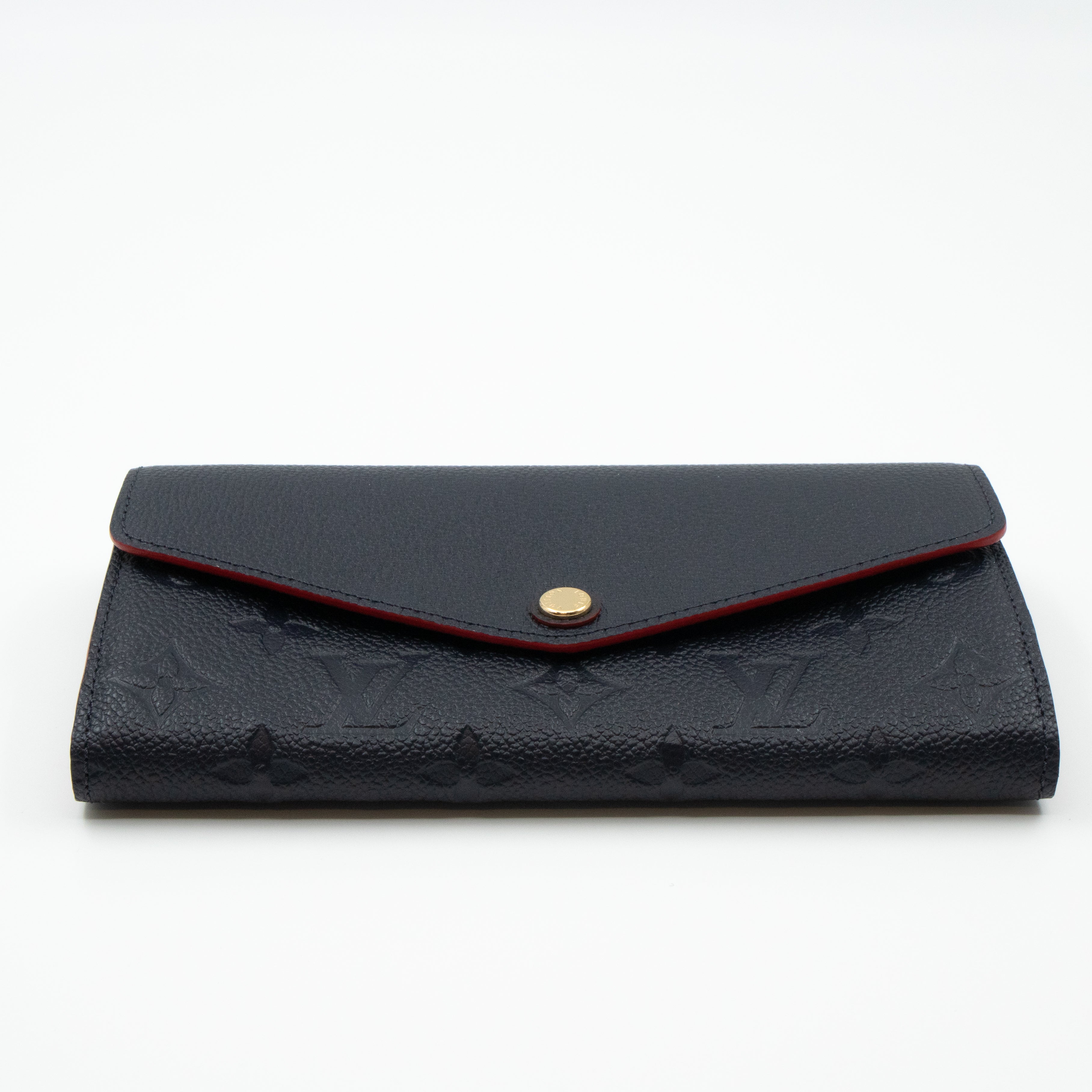 Sarah Wallet Monogram Empreinte Marine Rouge