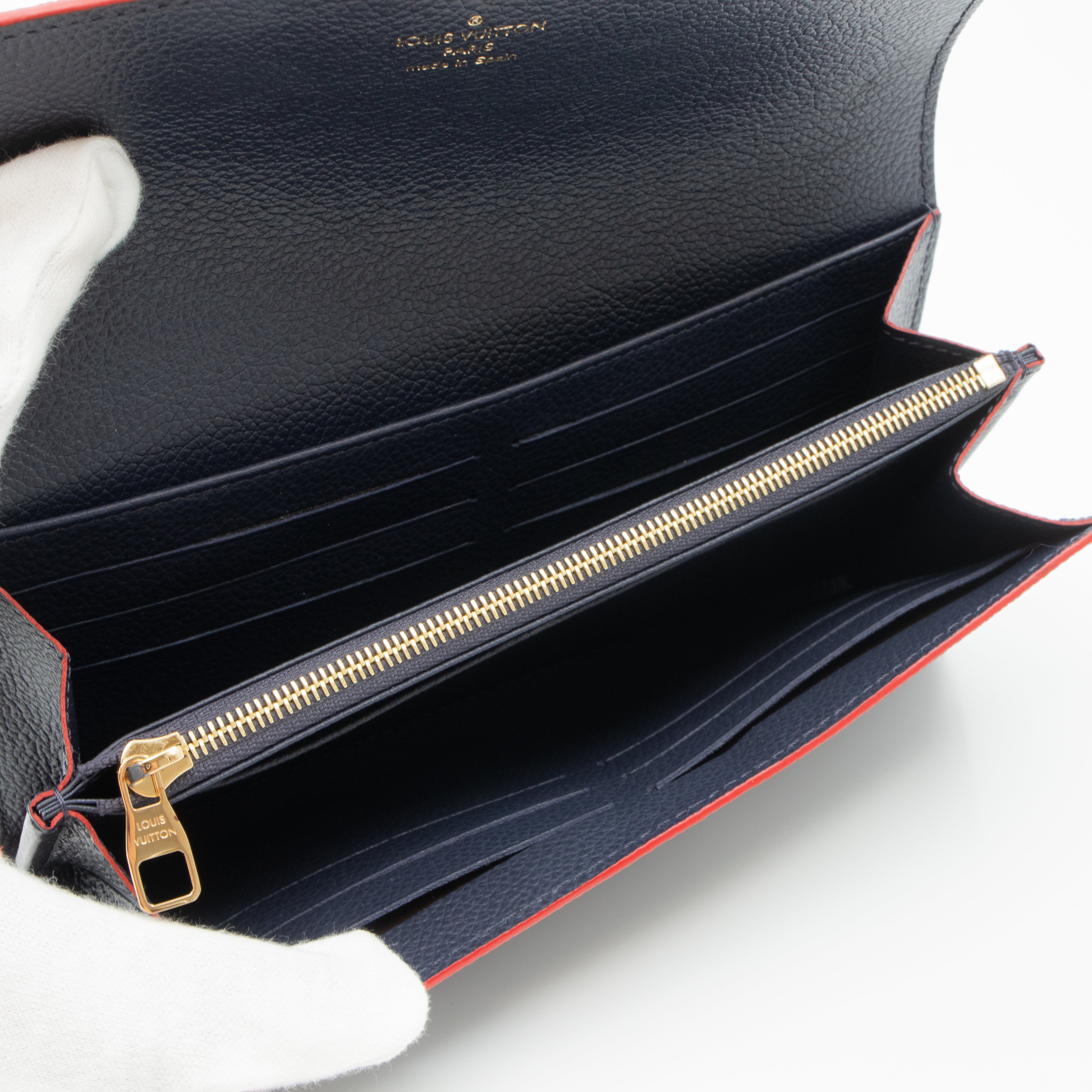 Sarah Wallet Monogram Empreinte Marine Rouge