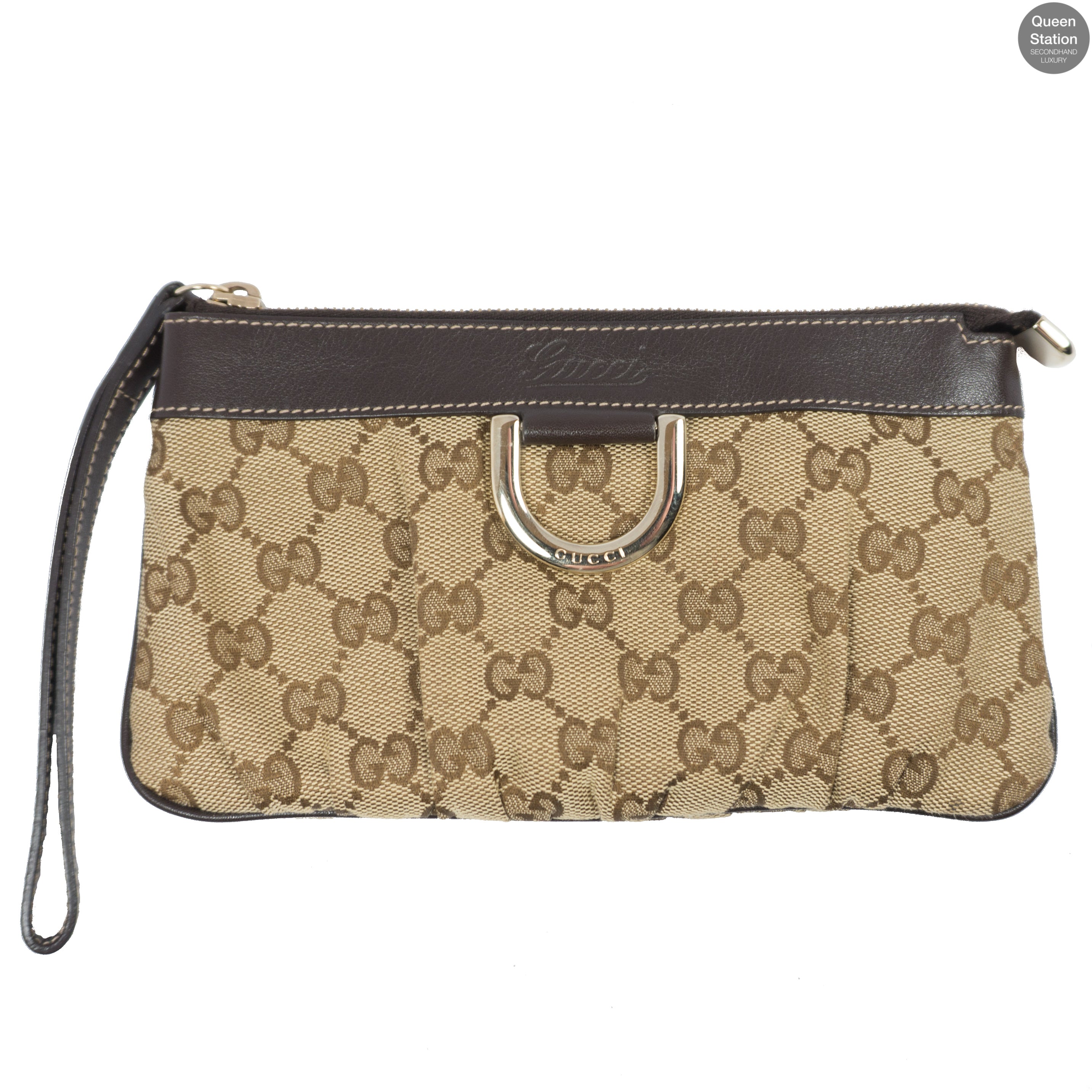 GG Canvas D-Ring Wristlet Pochette